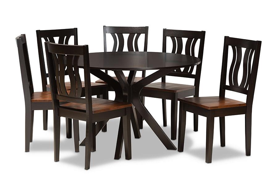 Mare Modern and Contemporary Transitional Two-Tone and Finished Wood 7-Piece Dining Set