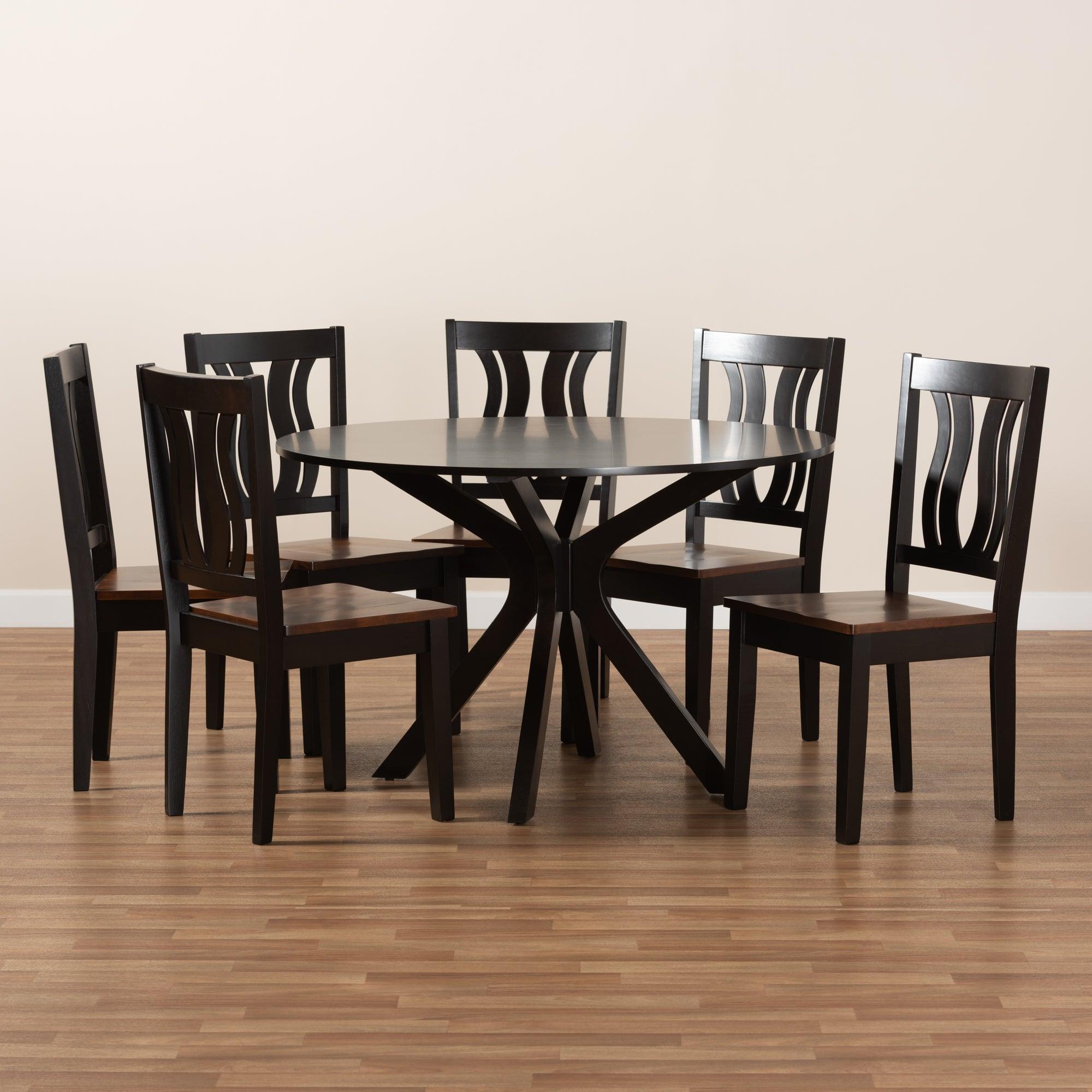 Mare Modern and Contemporary Transitional Two-Tone and Finished Wood 7-Piece Dining Set