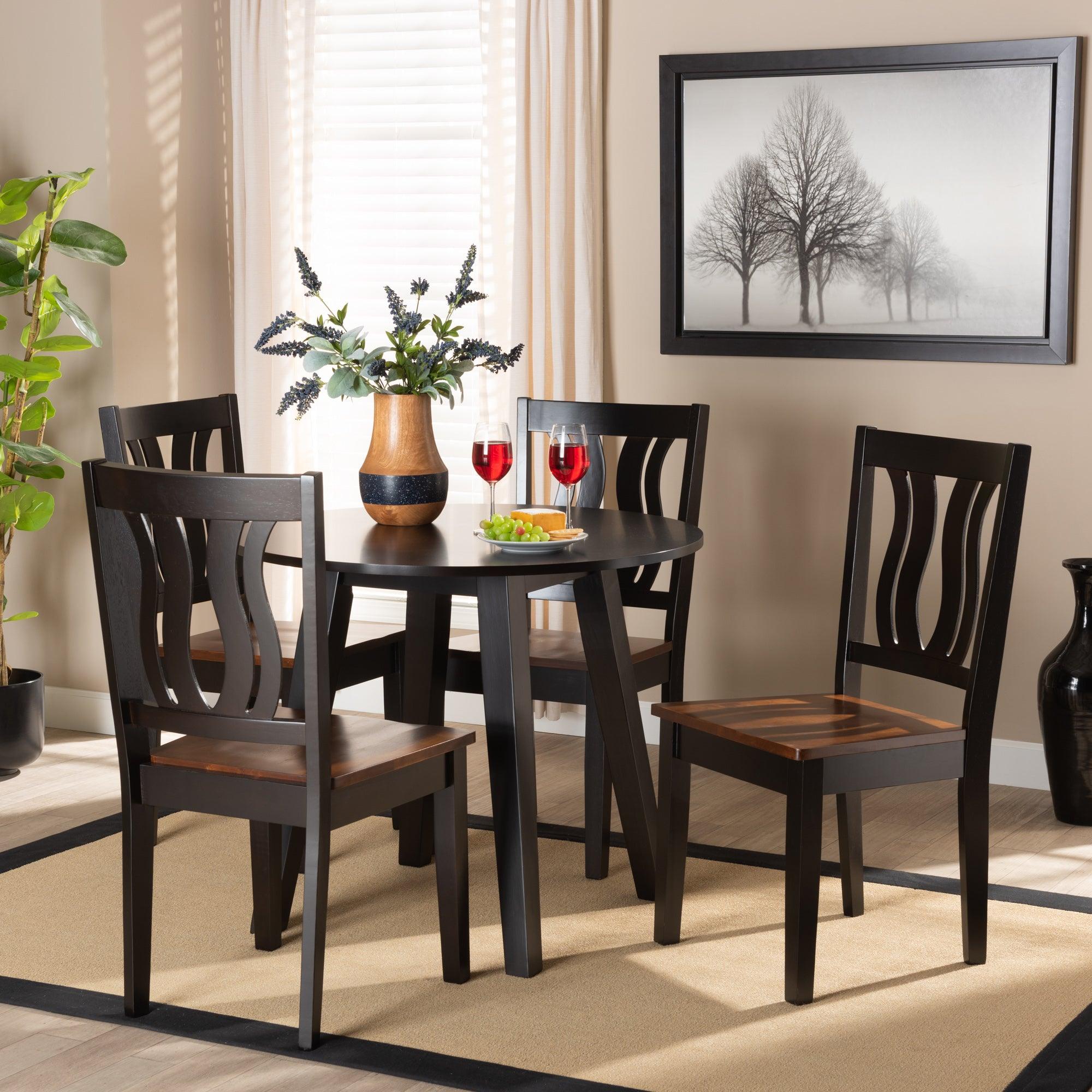 Anesa Modern and Contemporary Transitional Two-Tone and Finished Wood 5-Piece Dining Set