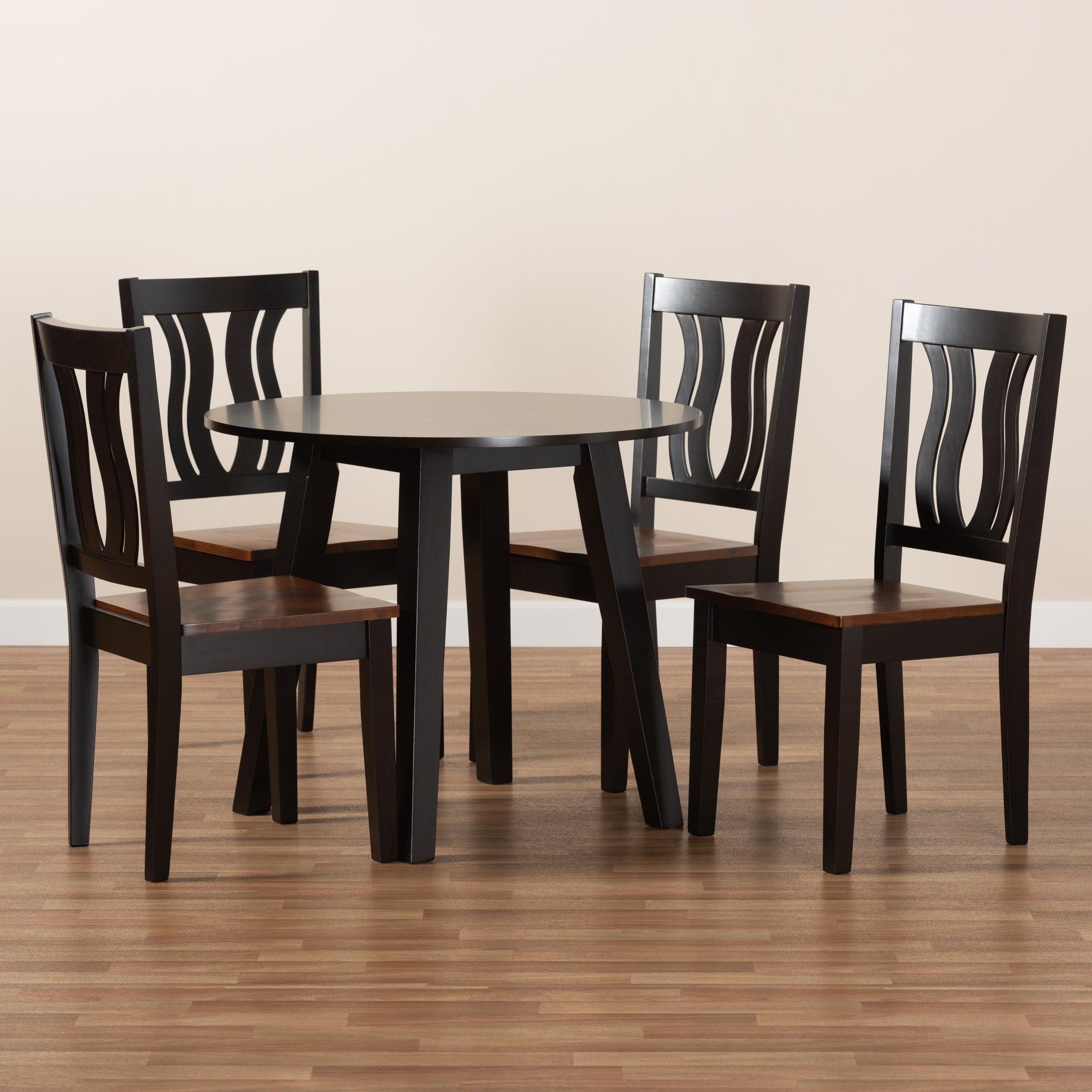 Anesa Modern and Contemporary Transitional Two-Tone and Finished Wood 5-Piece Dining Set