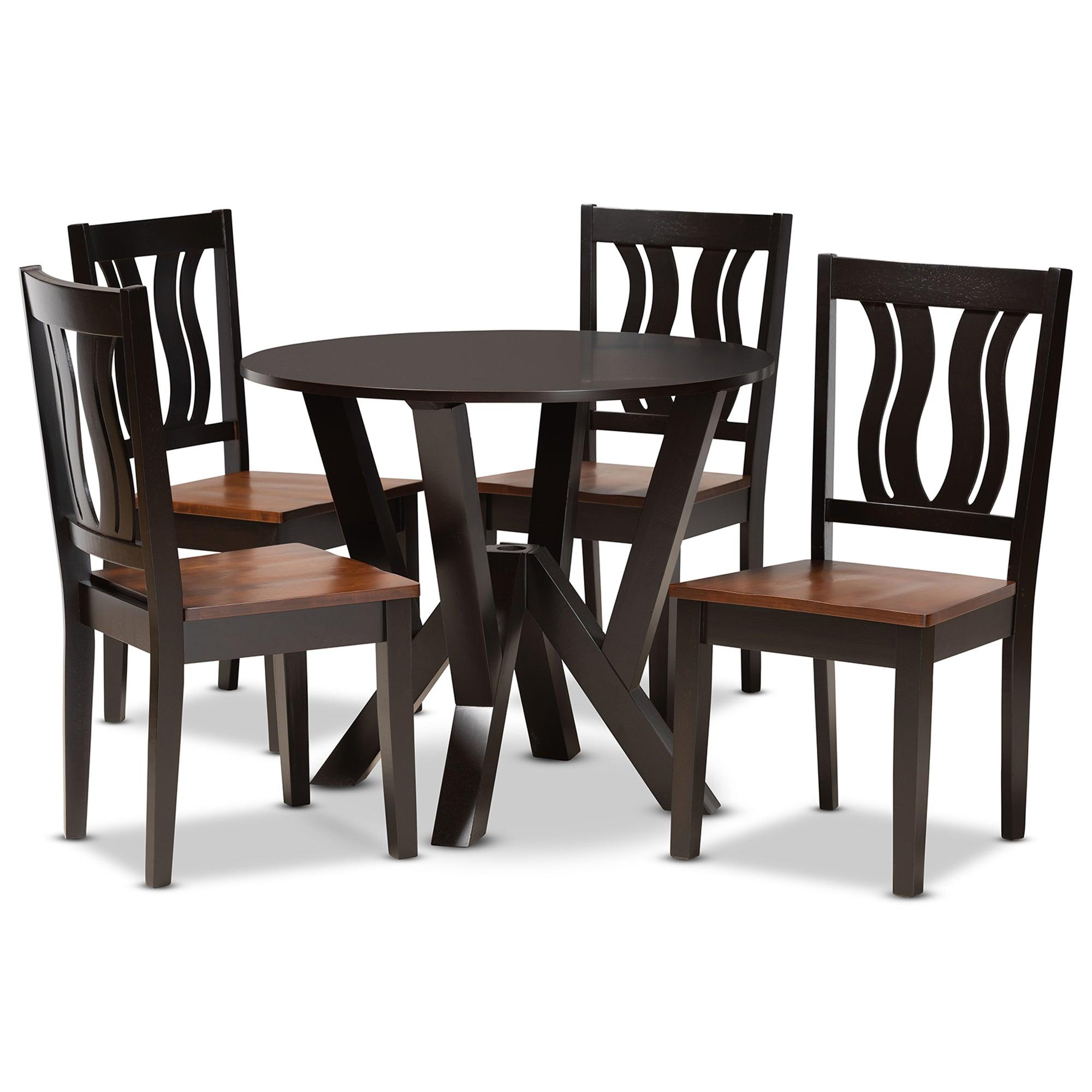 Noelia Modern and Contemporary Transitional Two-Tone and Finished Wood 5-Piece Dining Set