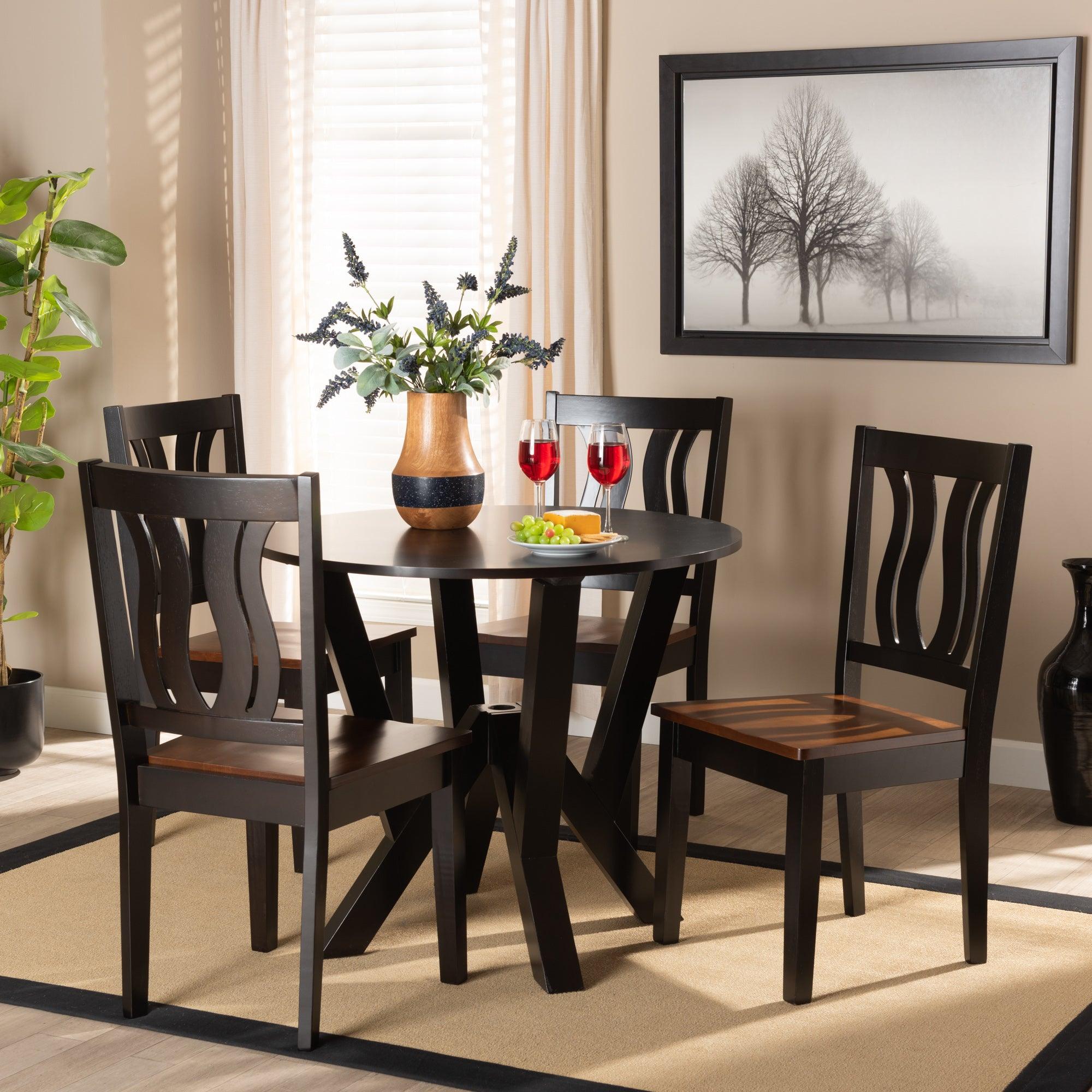 Noelia Modern and Contemporary Transitional Two-Tone and Finished Wood 5-Piece Dining Set