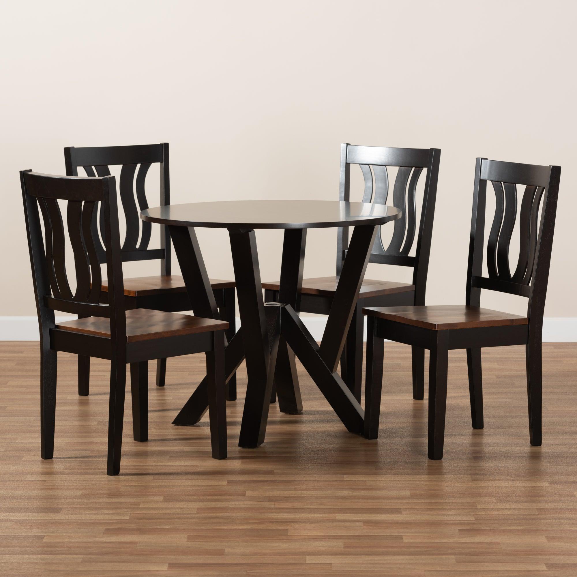 Noelia Modern and Contemporary Transitional Two-Tone and Finished Wood 5-Piece Dining Set