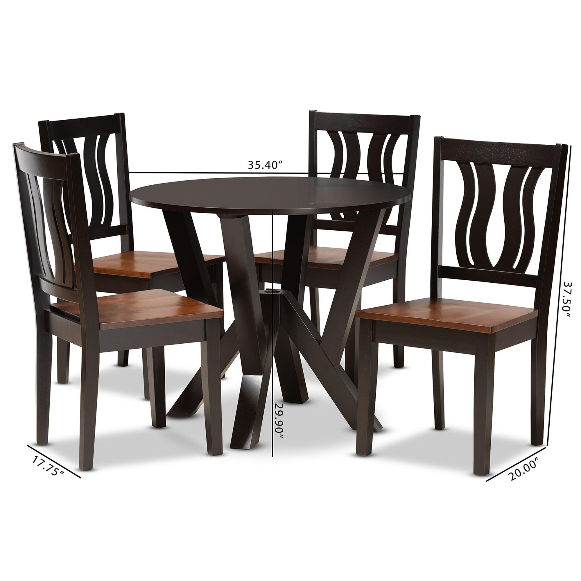 Noelia Modern and Contemporary Transitional Two-Tone and Finished Wood 5-Piece Dining Set