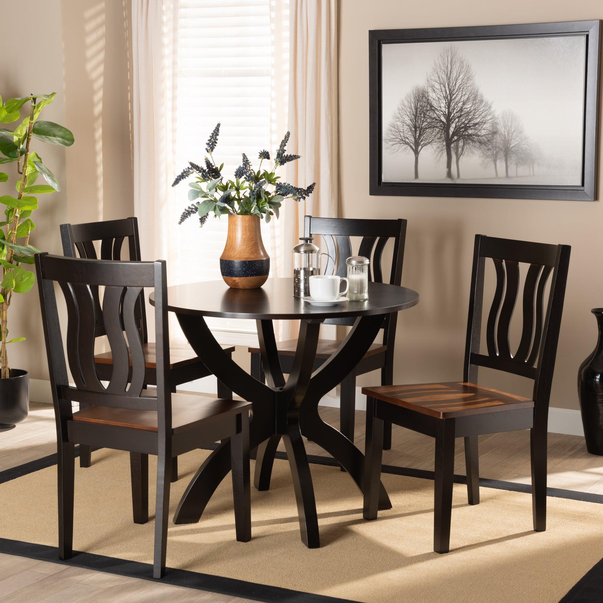 Karla Modern and Contemporary Transitional Two-Tone and Finished Wood 5-Piece Dining Set