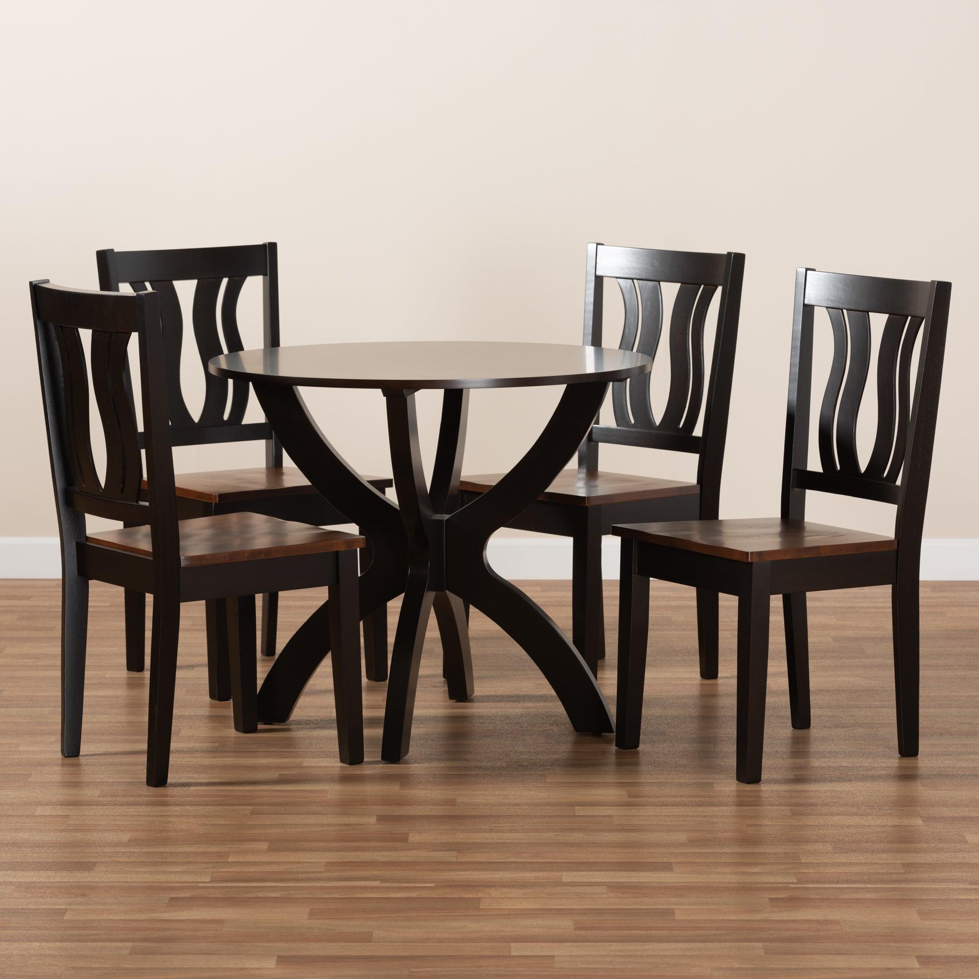 Karla Modern and Contemporary Transitional Two-Tone and Finished Wood 5-Piece Dining Set