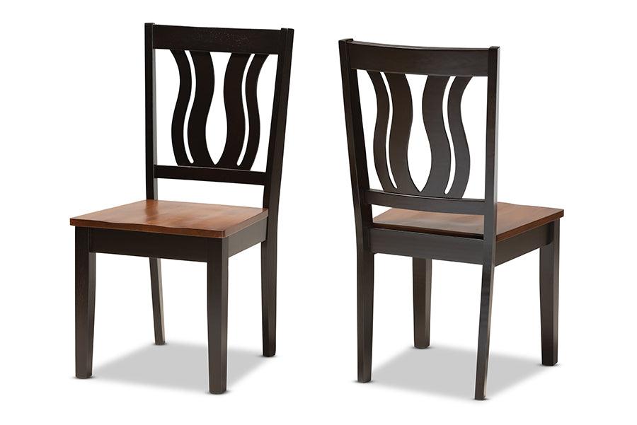 Fenton Modern and Contemporary Transitional Two-Tone and Finished Wood 2-Piece Dining Chair Set