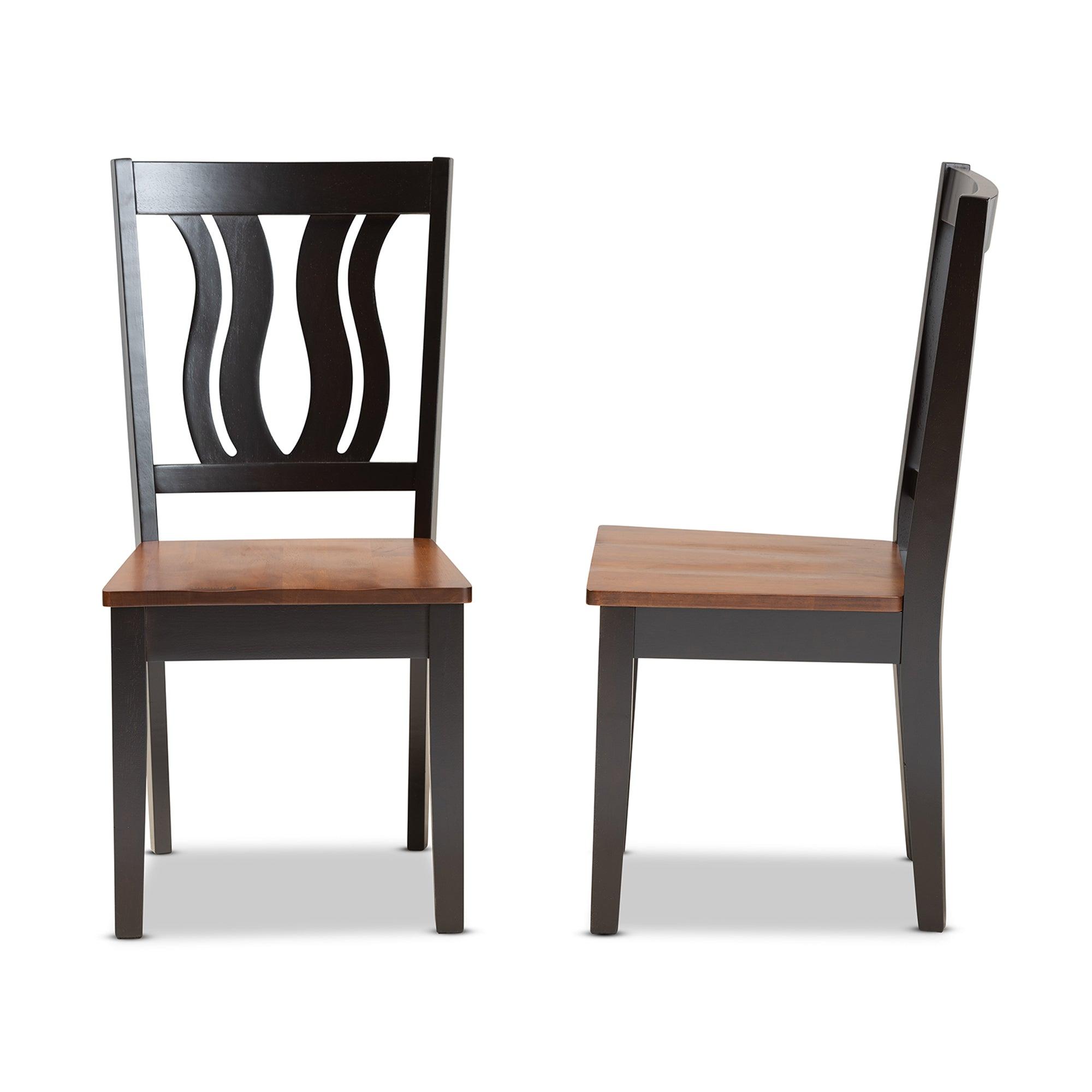 Fenton Modern and Contemporary Transitional Two-Tone and Finished Wood 2-Piece Dining Chair Set