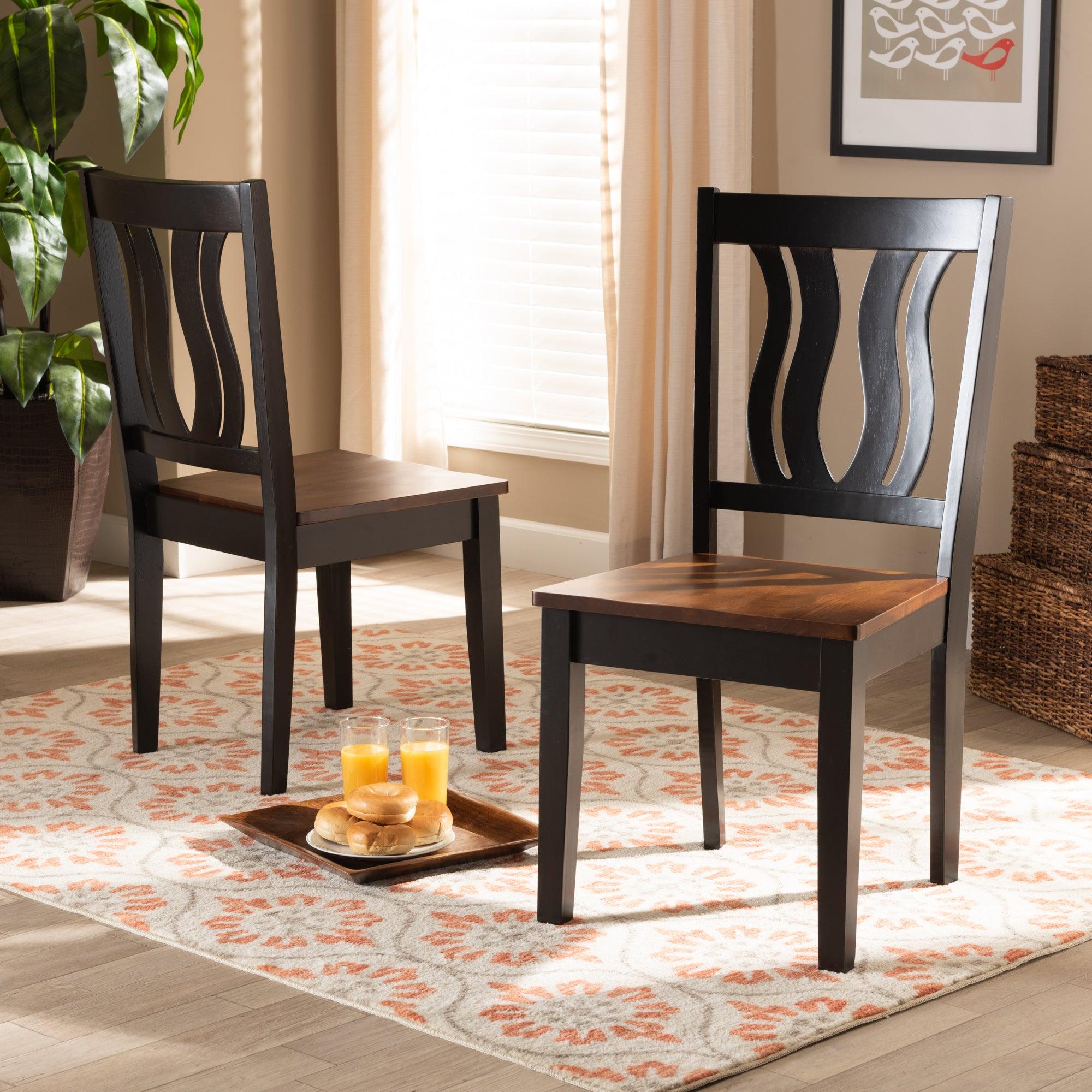 Fenton Modern and Contemporary Transitional Two-Tone and Finished Wood 2-Piece Dining Chair Set