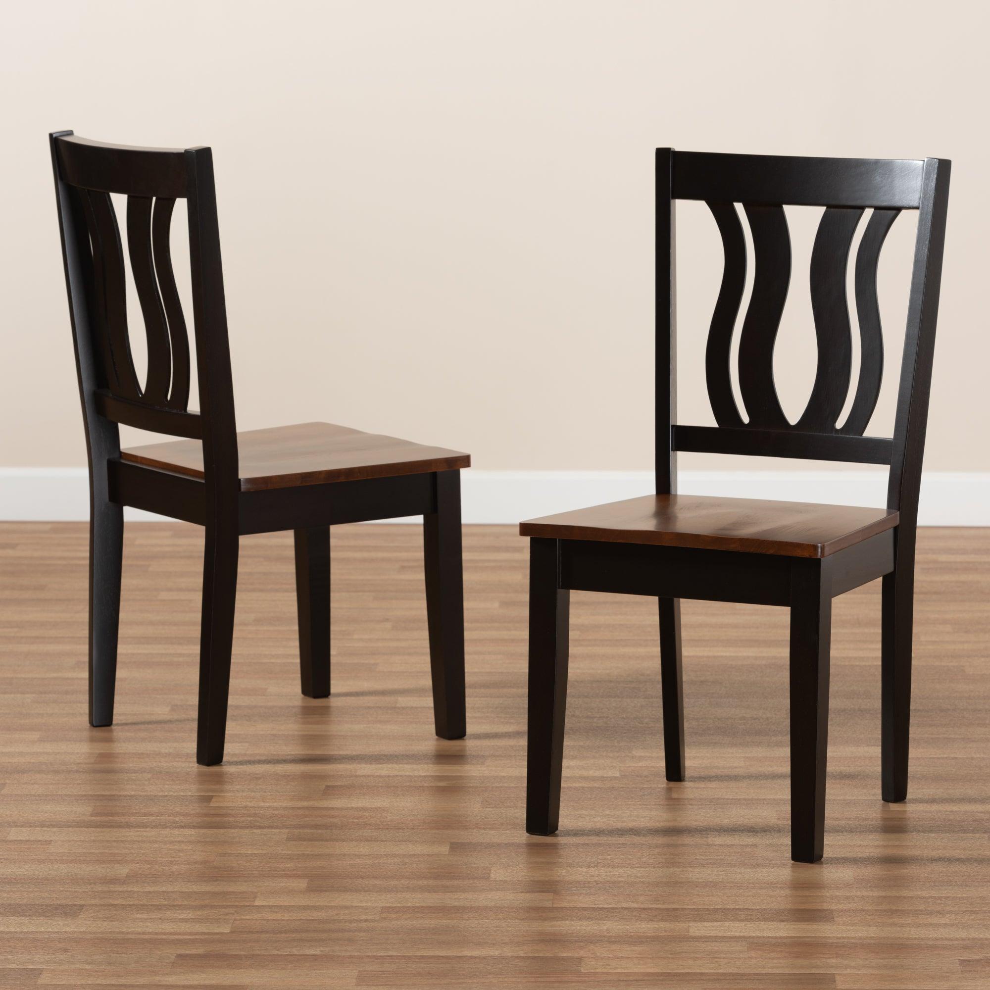 Fenton Modern and Contemporary Transitional Two-Tone and Finished Wood 2-Piece Dining Chair Set