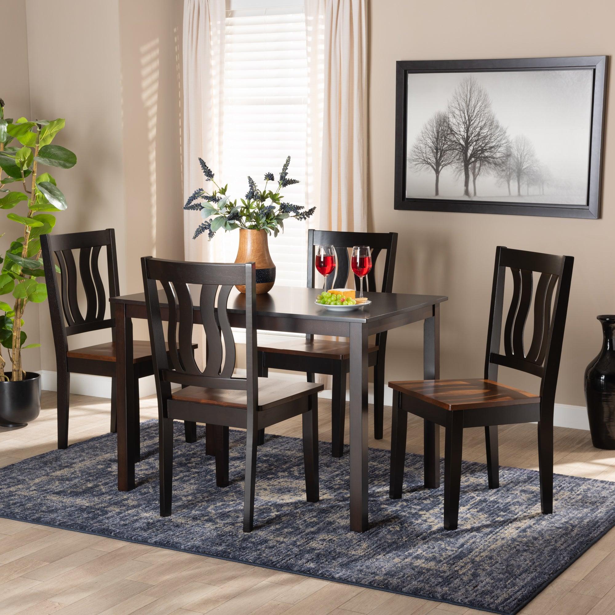 Zamira Modern and Contemporary Transitional Two-Tone and Finished Wood 5-Piece Dining Set