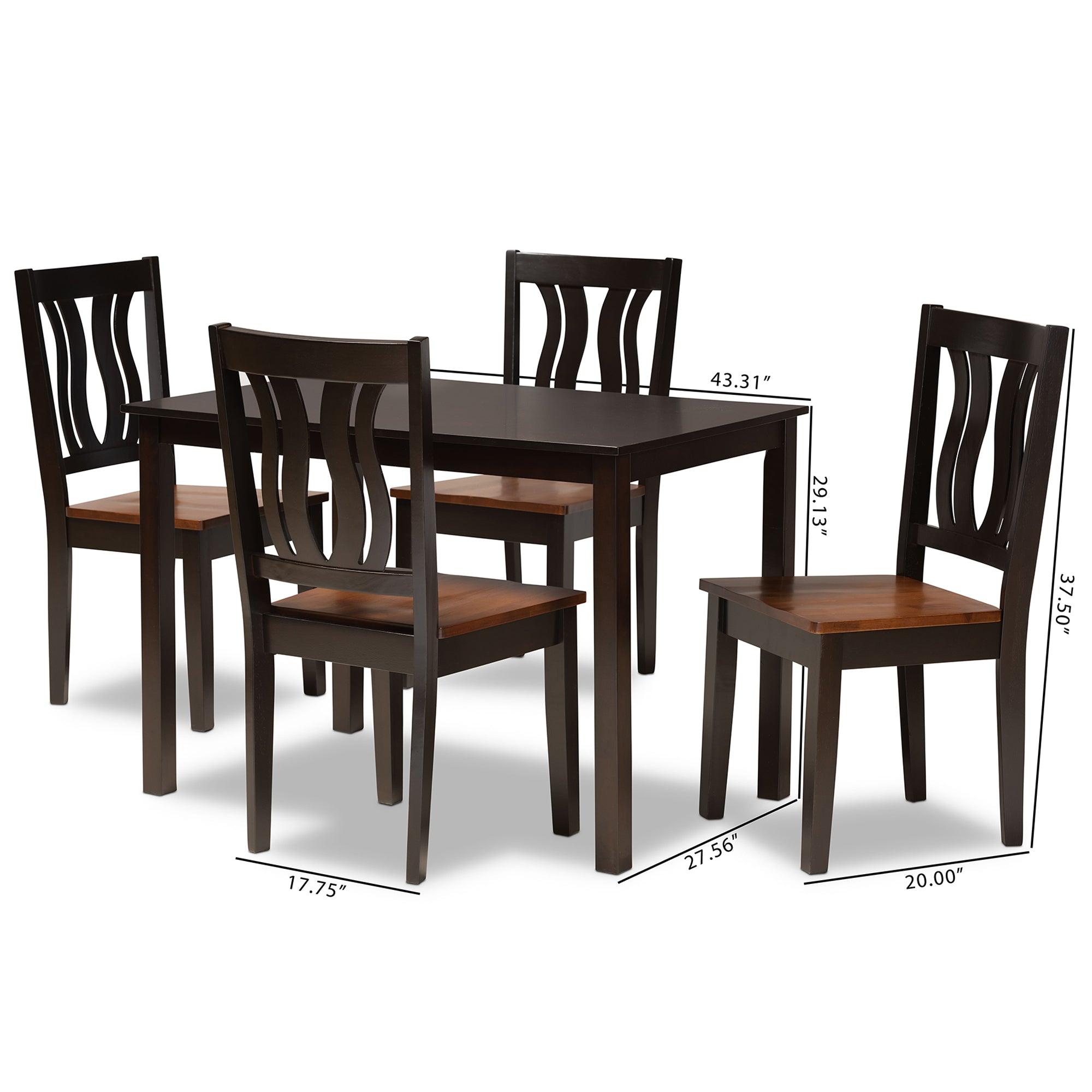 Zamira Modern and Contemporary Transitional Two-Tone and Finished Wood 5-Piece Dining Set