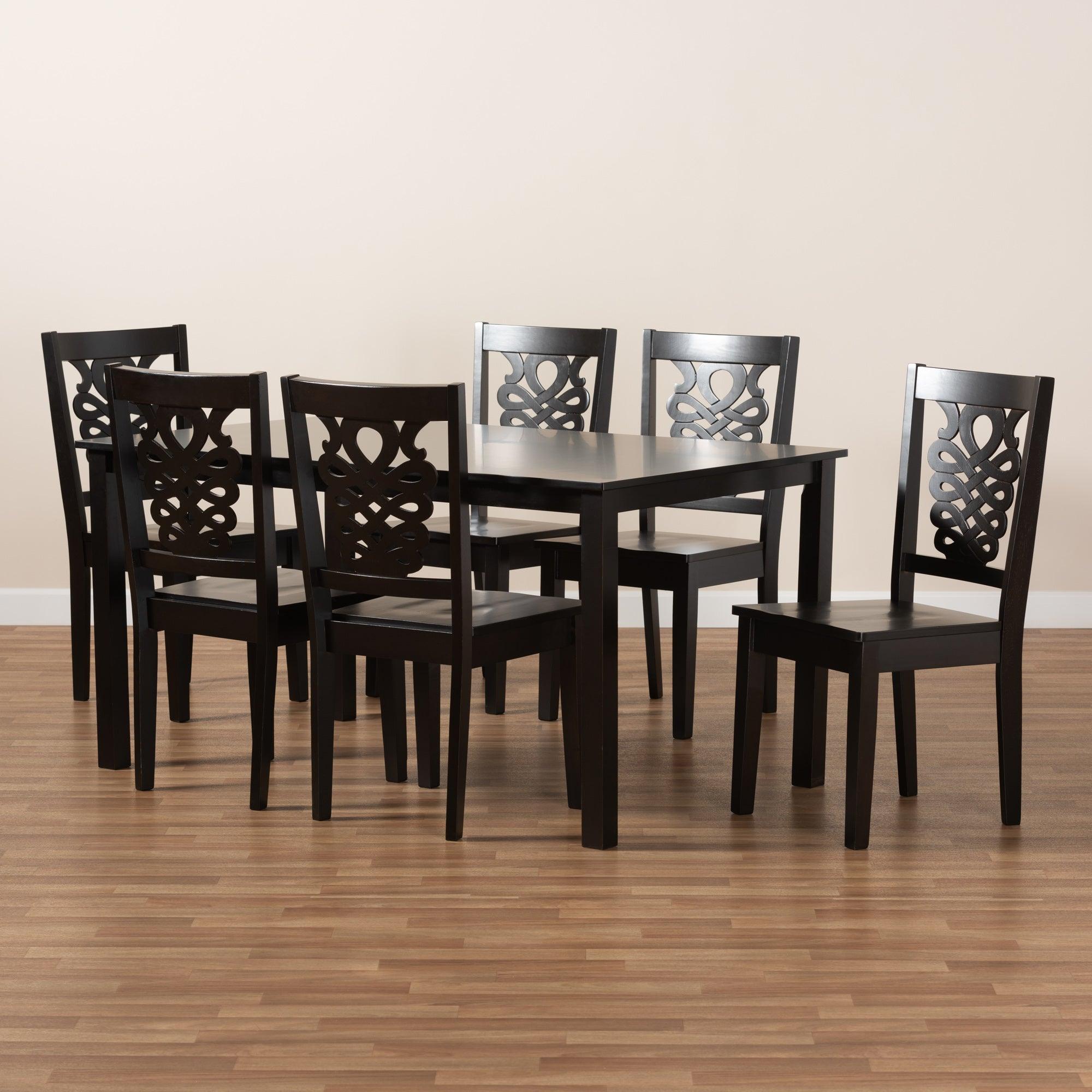 Luisa Modern and Contemporary Transitional Finished Wood 7-Piece Dining Set