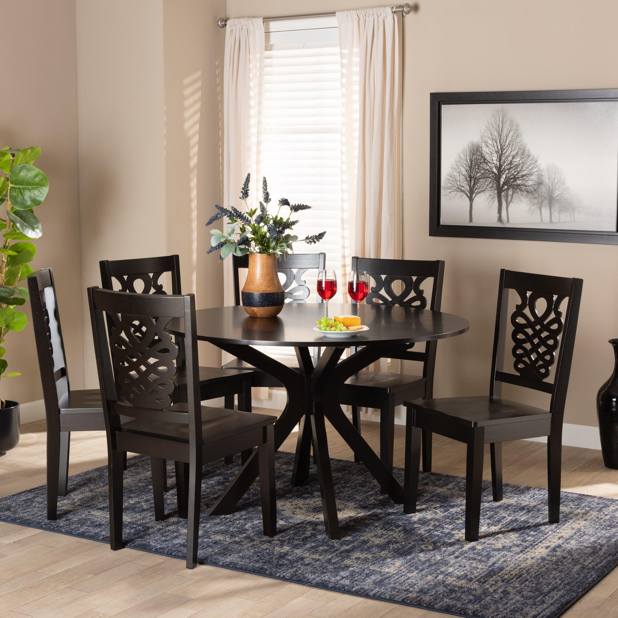 Liese Modern and Contemporary Transitional Finished Wood 7-Piece Dining Set