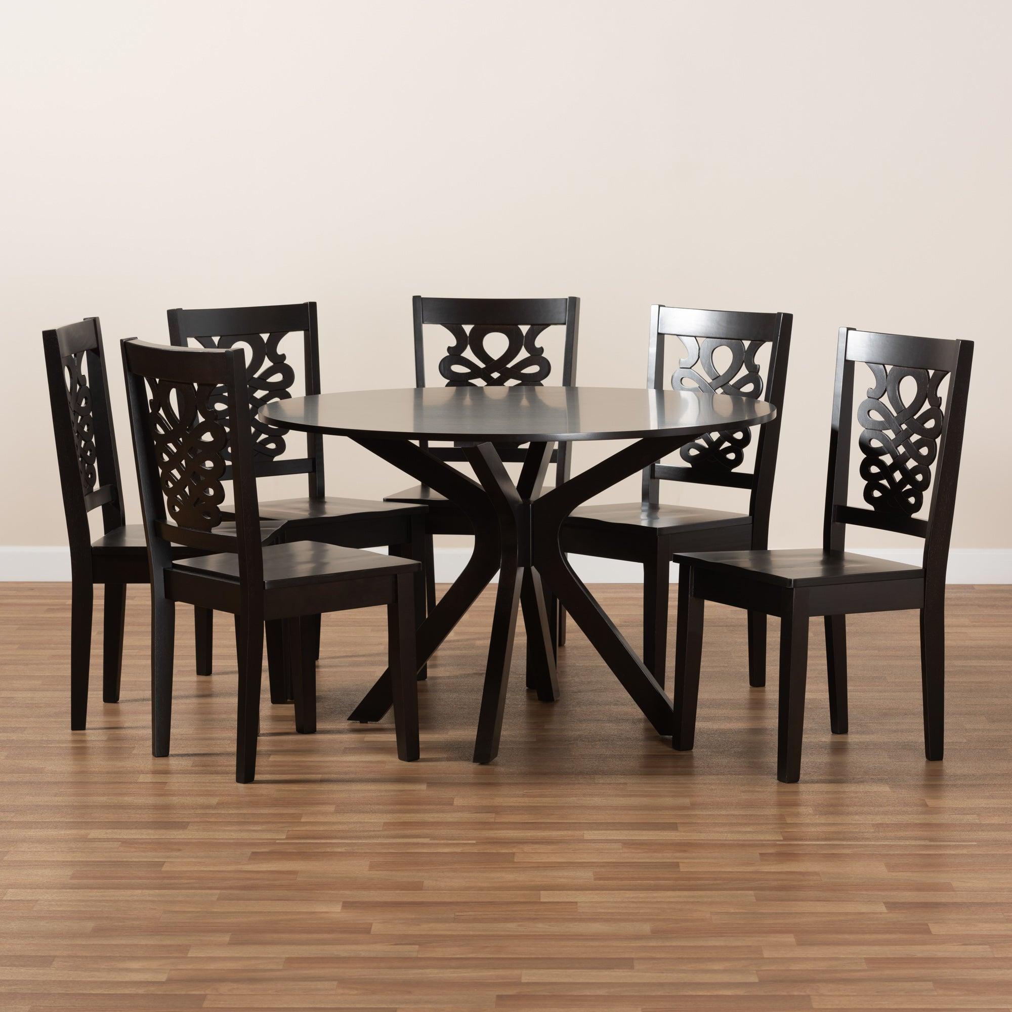 Liese Modern and Contemporary Transitional Finished Wood 7-Piece Dining Set