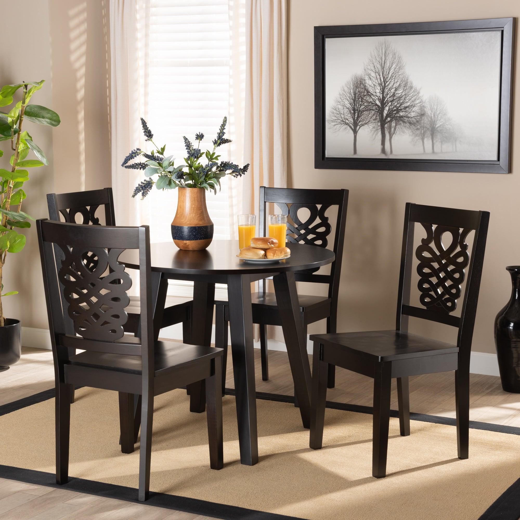 Mina Modern and Contemporary Transitional Finished Wood 5-Piece Dining Set