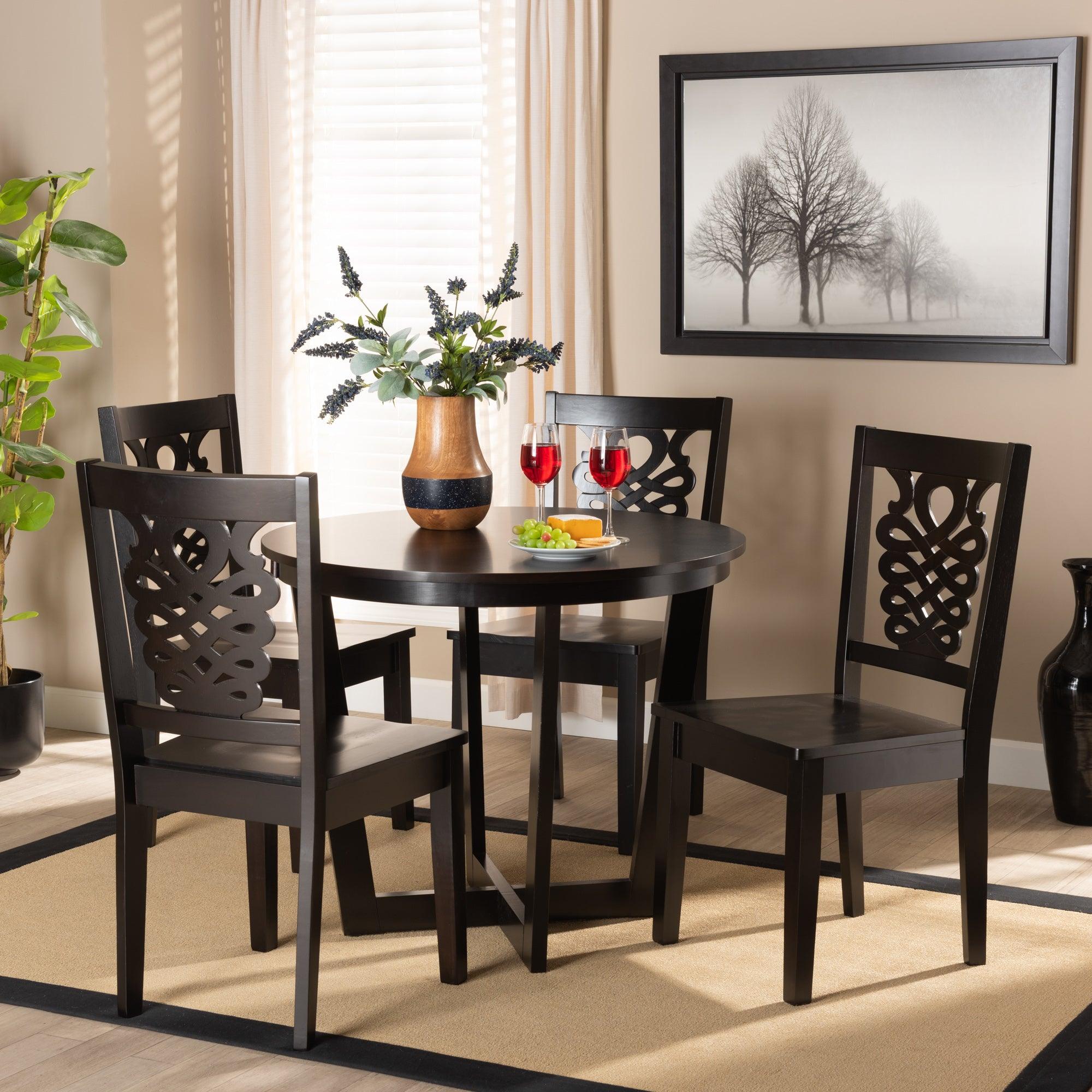 Salida Modern and Contemporary Transitional Finished Wood 5-Piece Dining Set