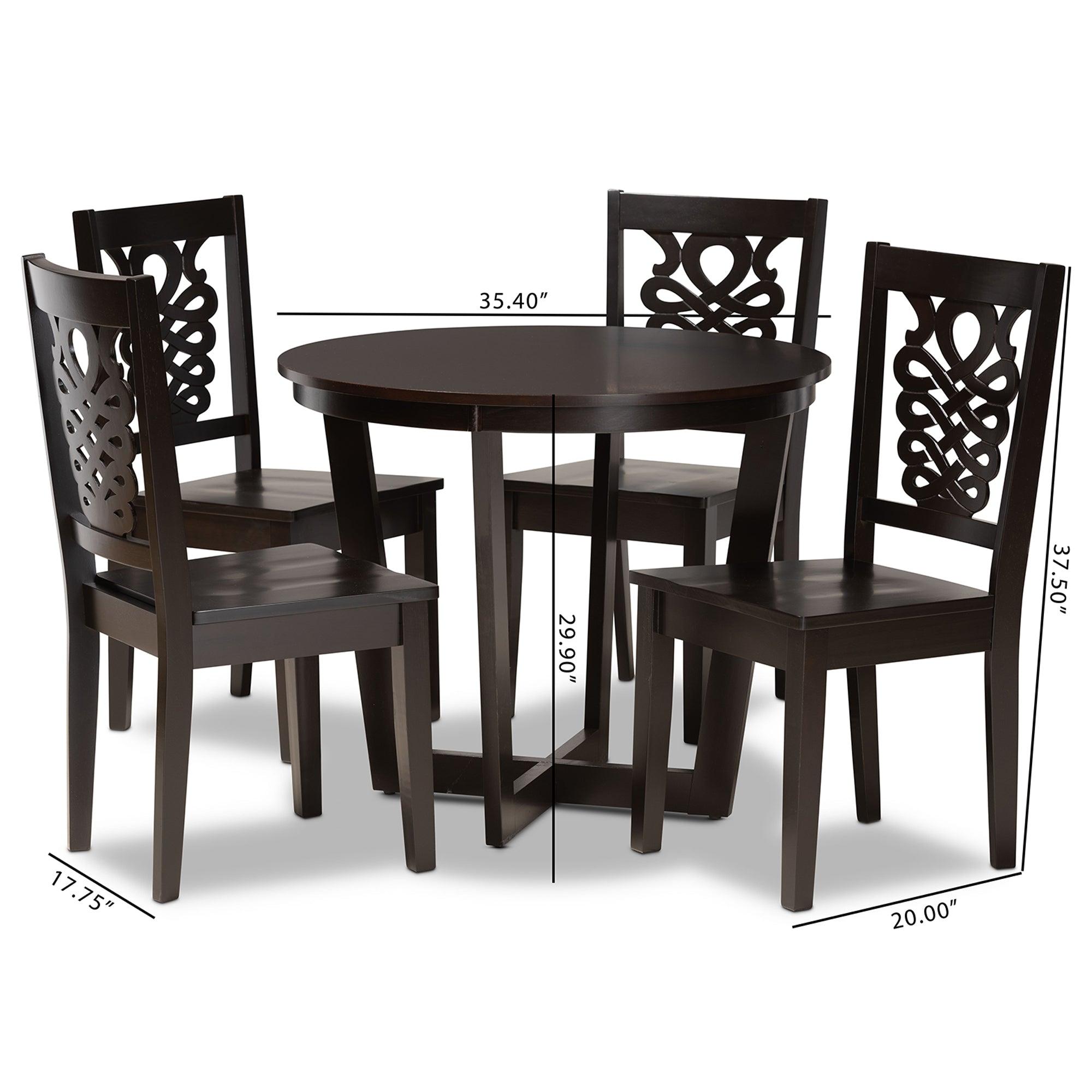 Salida Modern and Contemporary Transitional Finished Wood 5-Piece Dining Set