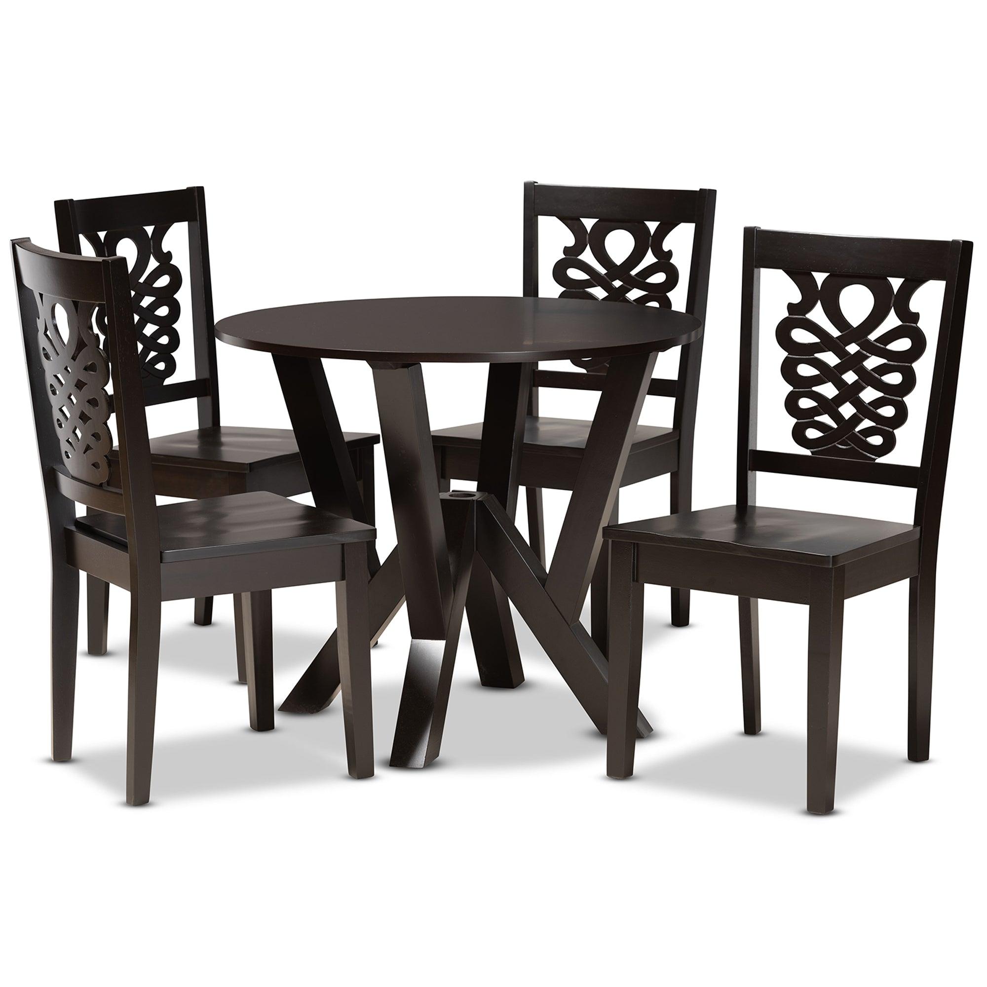 Valda Modern and Contemporary Transitional Finished Wood 5-Piece Dining Set