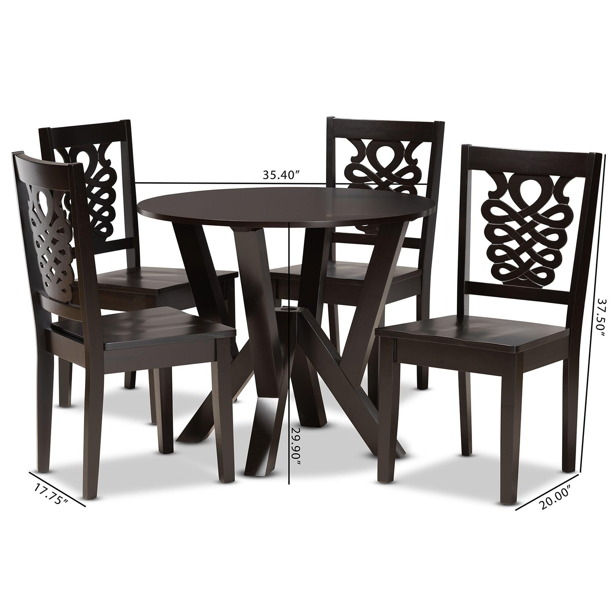 Valda Modern and Contemporary Transitional Finished Wood 5-Piece Dining Set