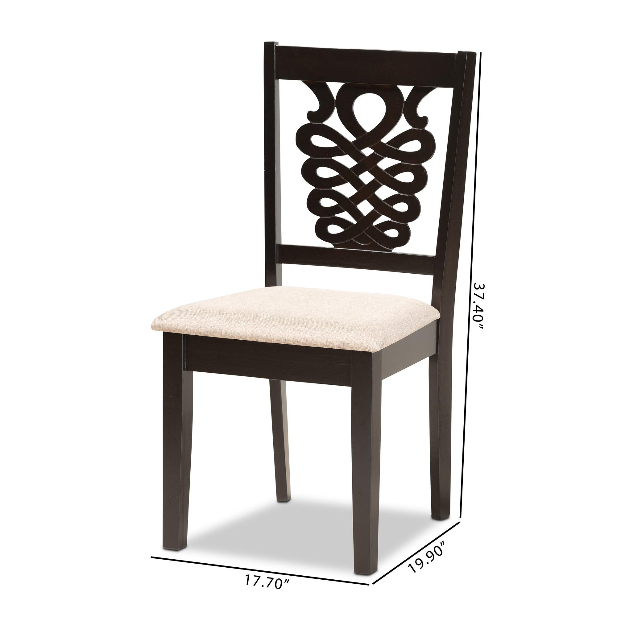 Gervais Modern and Contemporary Sand Fabric Upholstered and Finished Wood 2-Piece Dining Chair Set