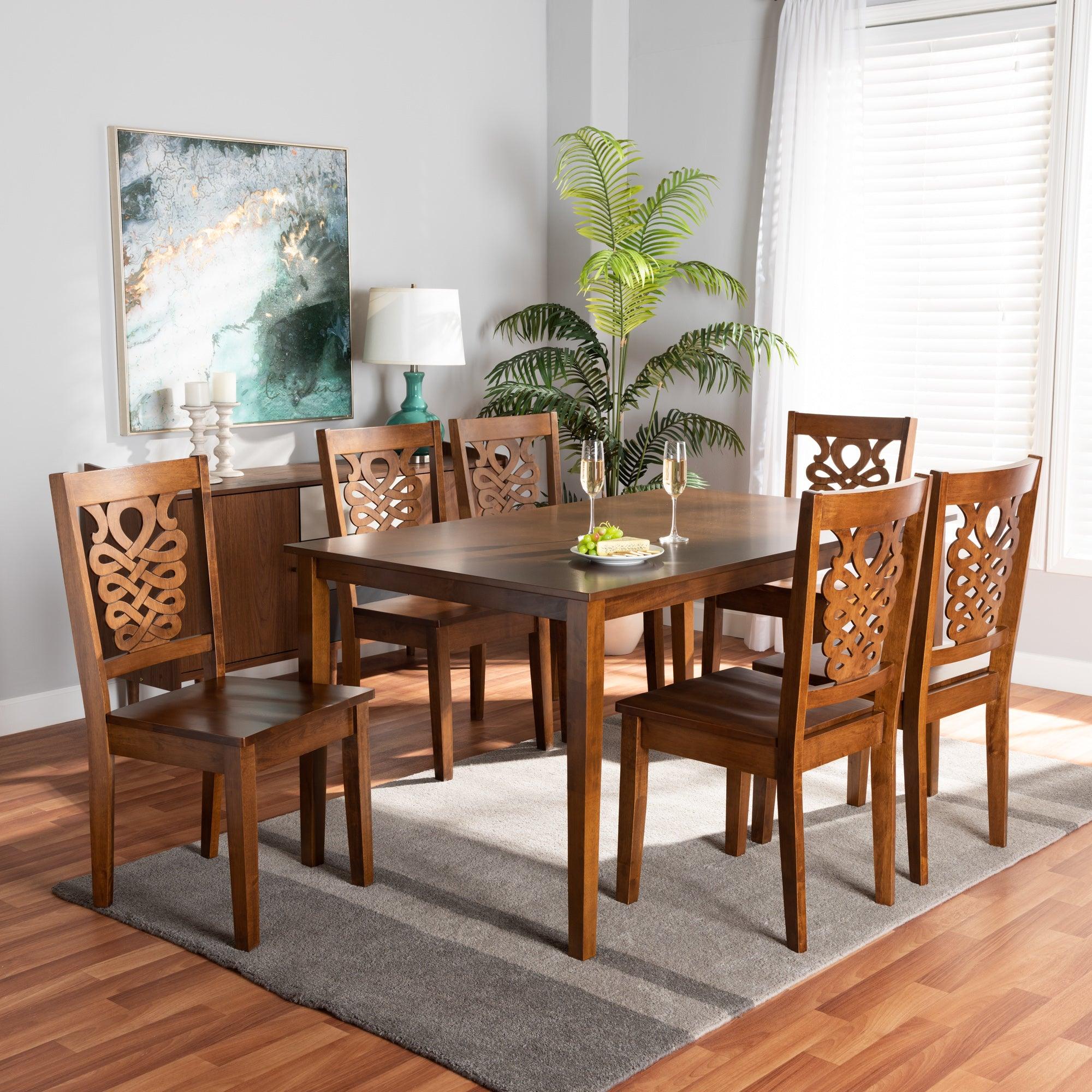 Luisa Modern and Contemporary Transitional Finished Wood 7-Piece Dining Set