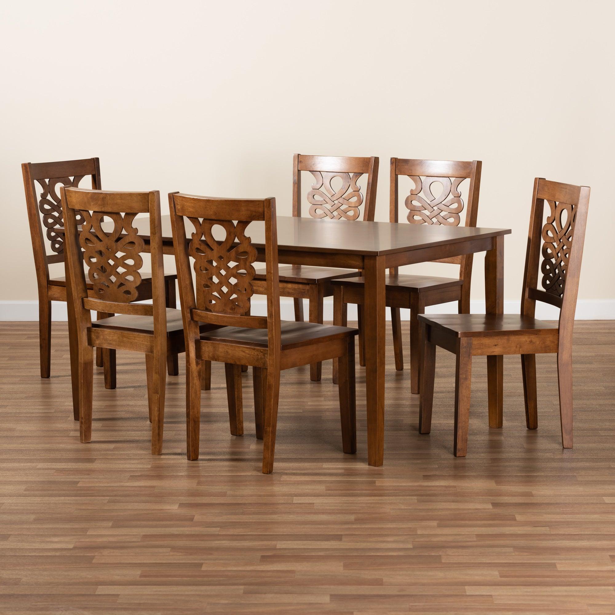 Luisa Modern and Contemporary Transitional Finished Wood 7-Piece Dining Set