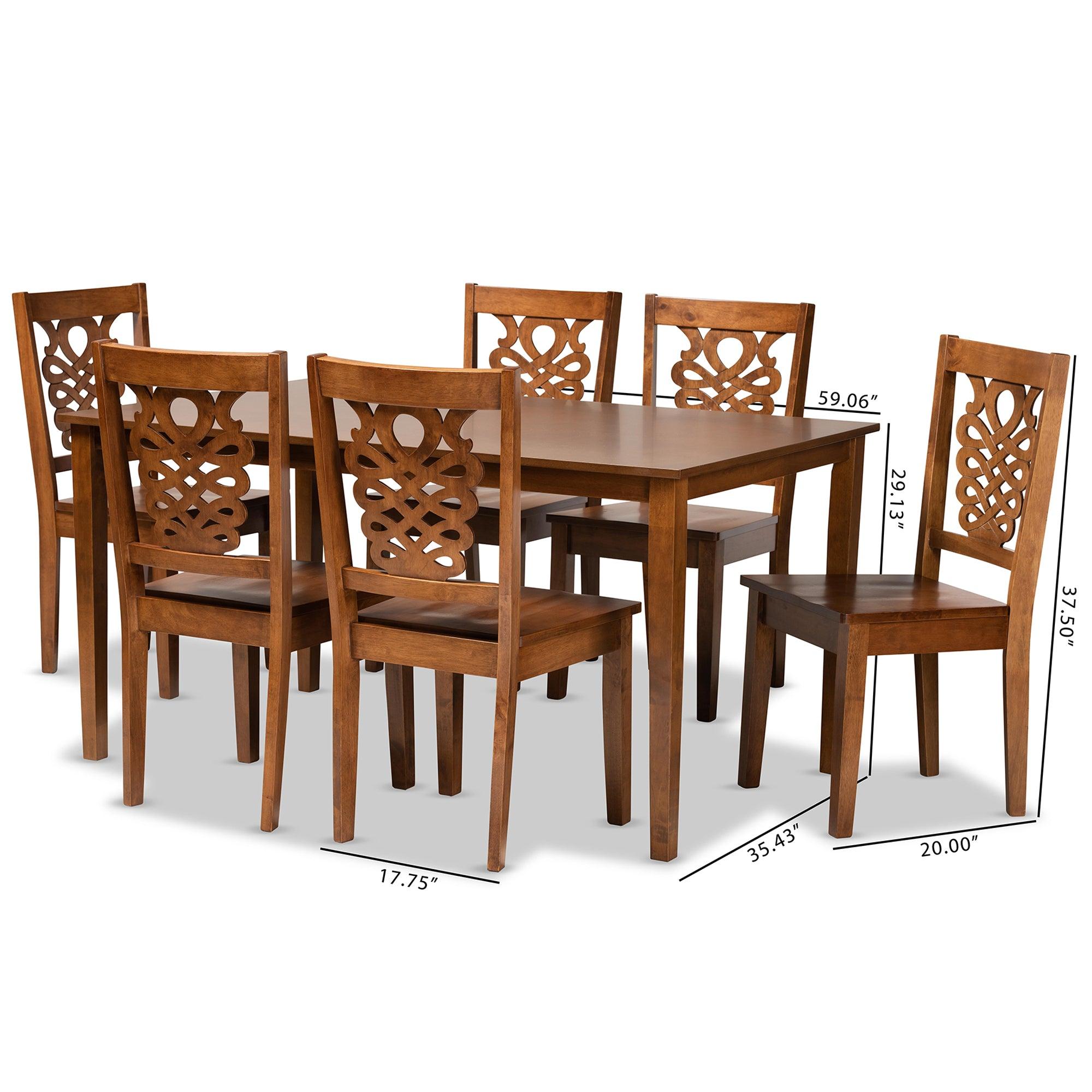 Luisa Modern and Contemporary Transitional Finished Wood 7-Piece Dining Set