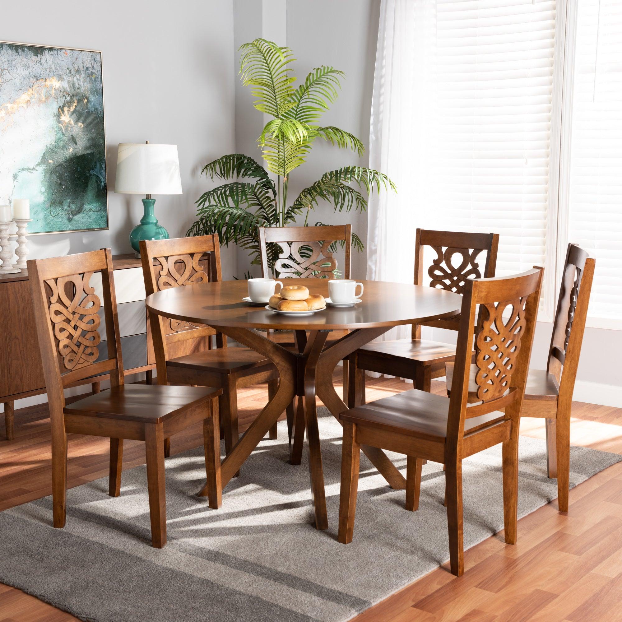 Liese Modern and Contemporary Transitional Finished Wood 7-Piece Dining Set