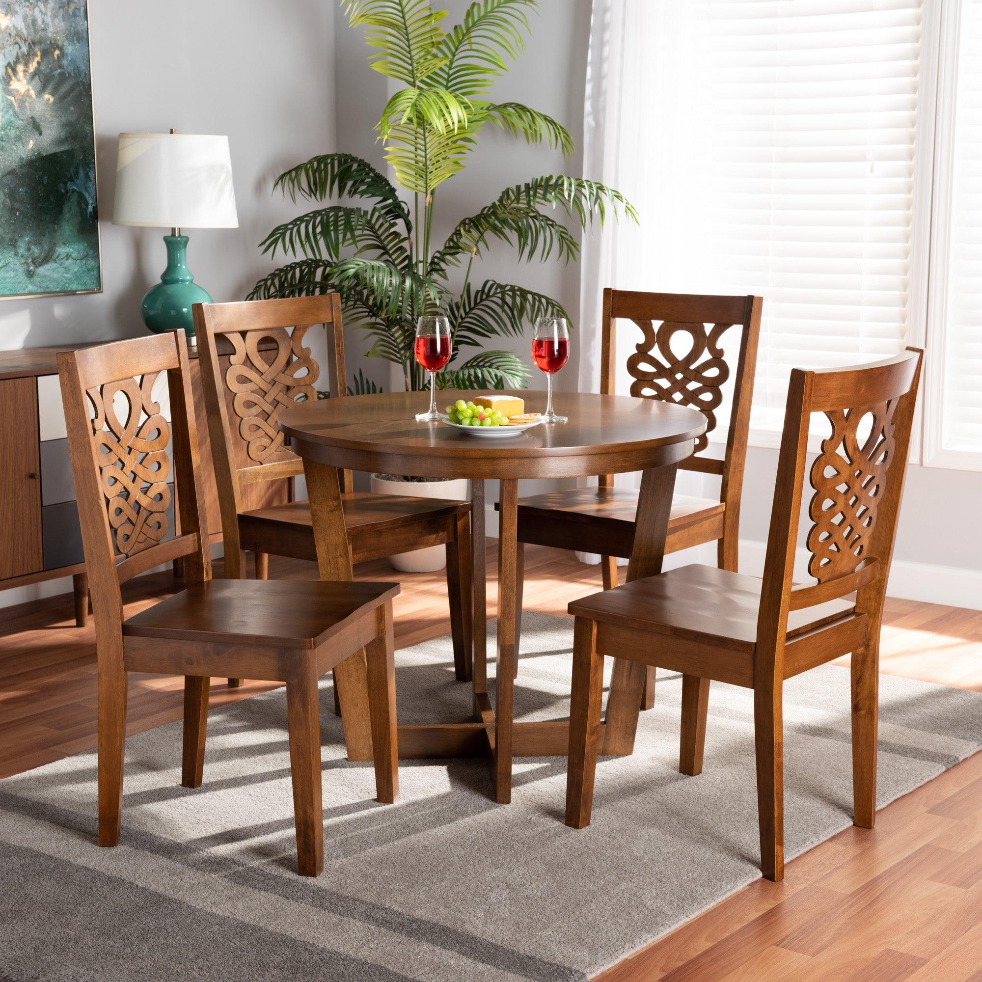 Salida Modern and Contemporary Transitional Finished Wood 5-Piece Dining Set