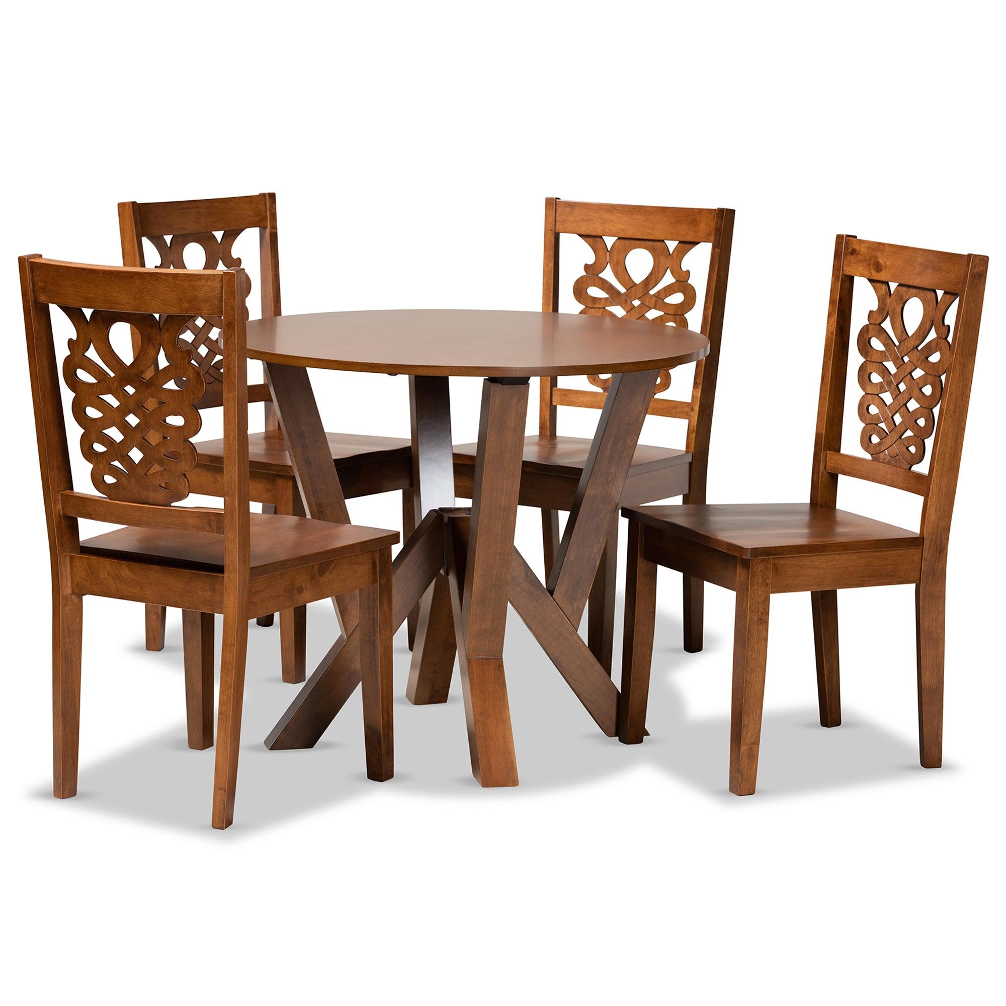 Valda Modern and Contemporary Transitional Finished Wood 5-Piece Dining Set