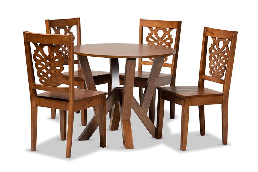 Valda Modern and Contemporary Transitional Finished Wood 5-Piece Dining Set