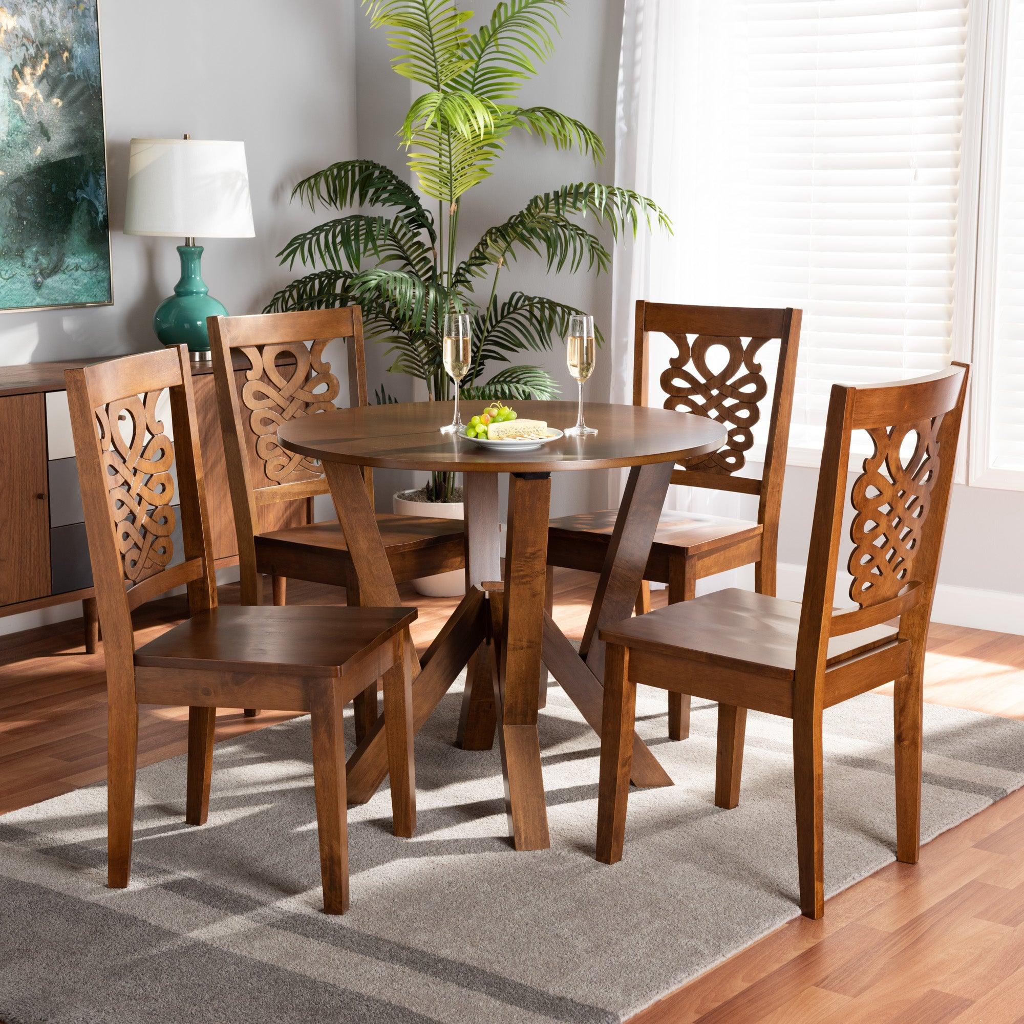 Valda Modern and Contemporary Transitional Finished Wood 5-Piece Dining Set