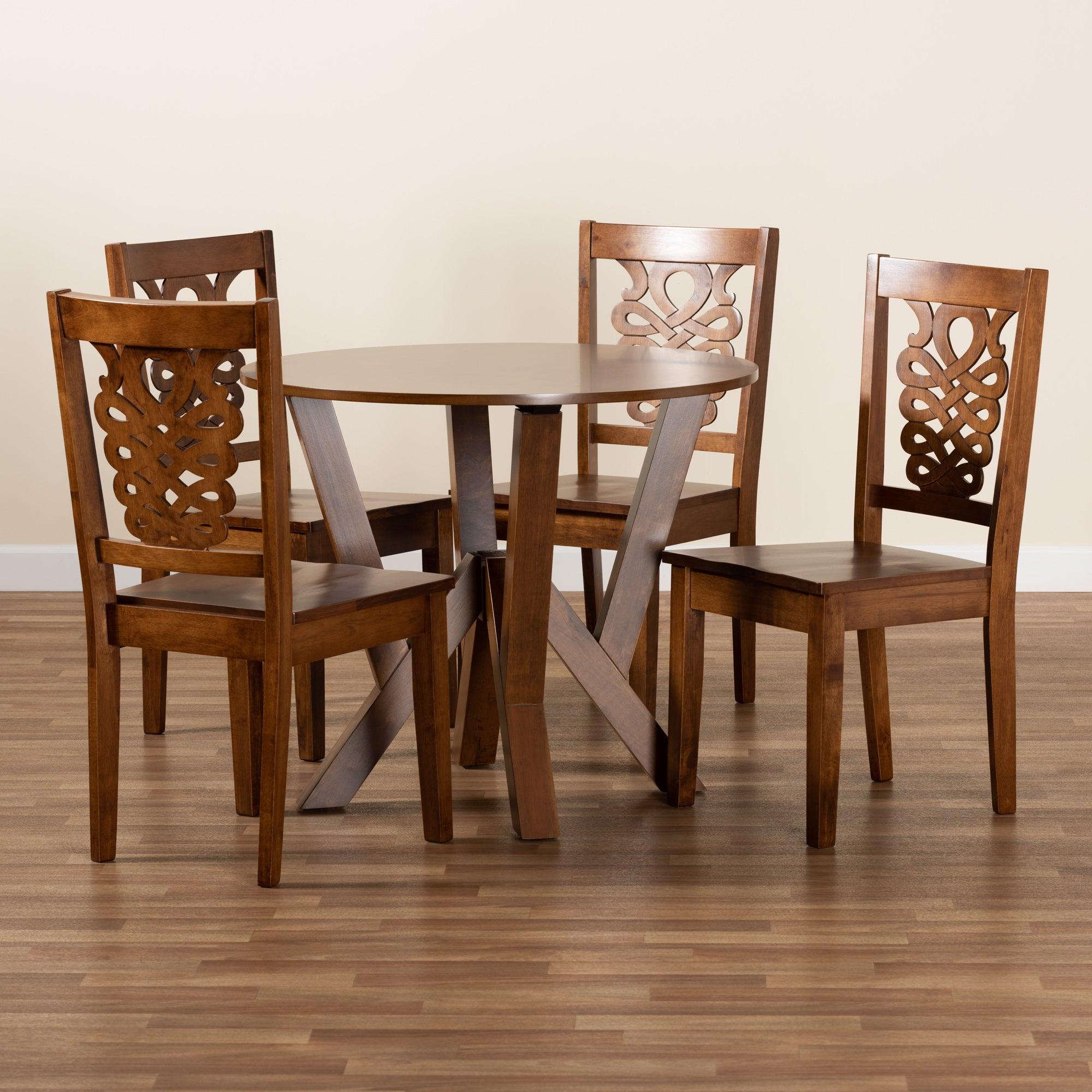 Valda Modern and Contemporary Transitional Finished Wood 5-Piece Dining Set