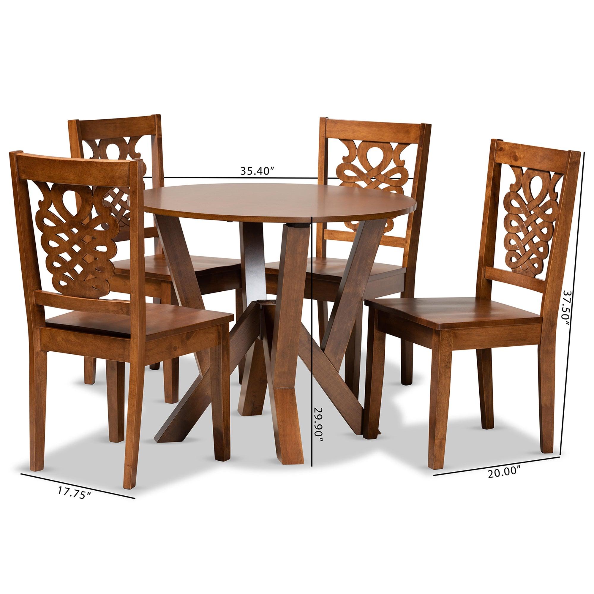 Valda Modern and Contemporary Transitional Finished Wood 5-Piece Dining Set