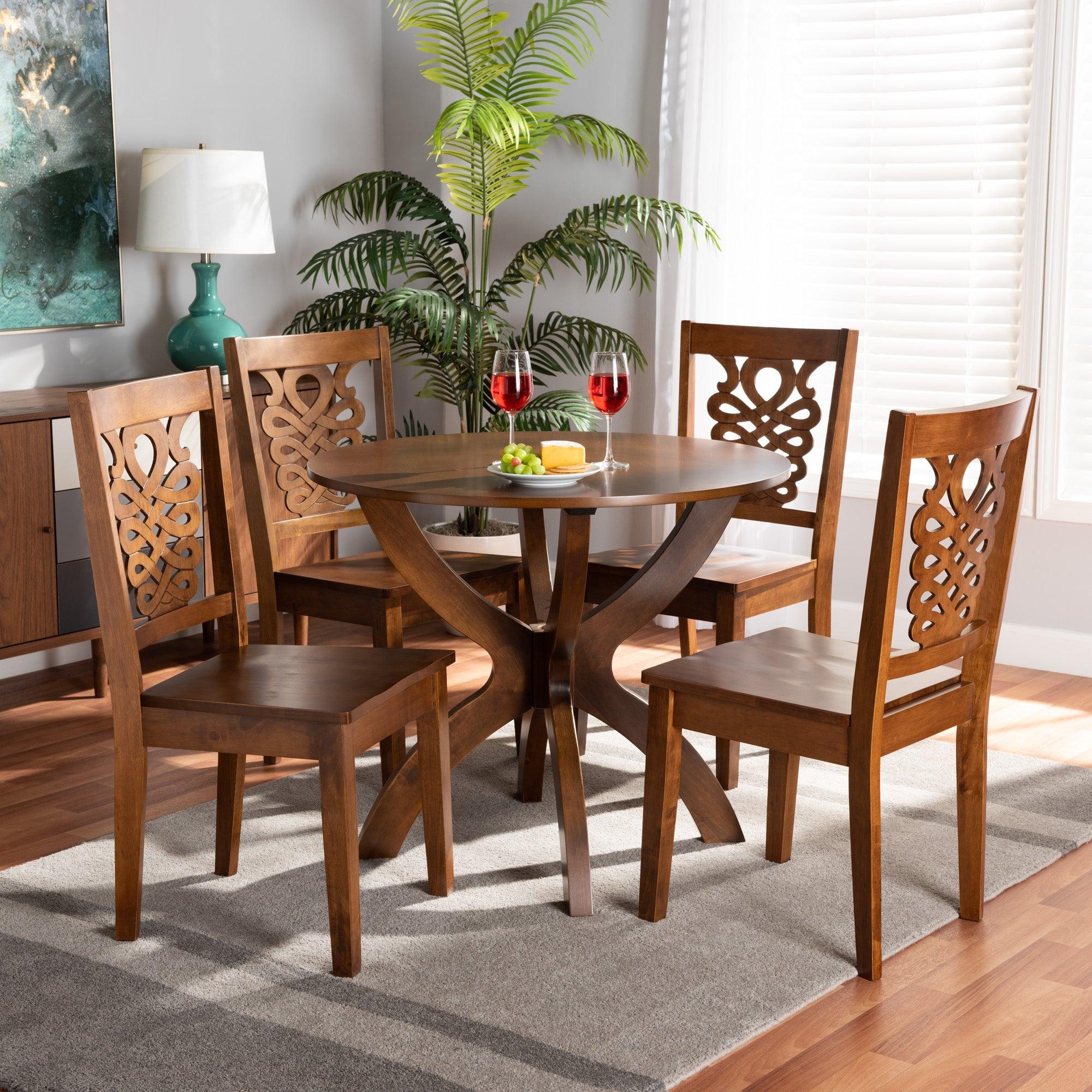 Wanda Modern and Contemporary Transitional Finished Wood 5-Piece Dining Set