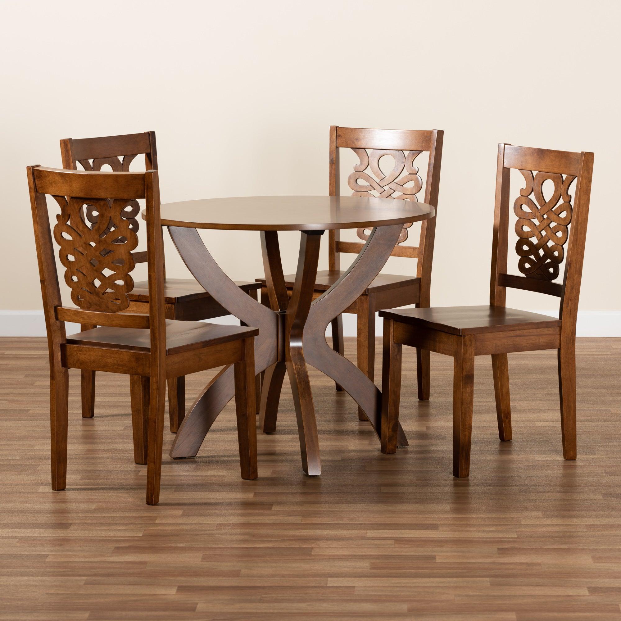 Wanda Modern and Contemporary Transitional Finished Wood 5-Piece Dining Set