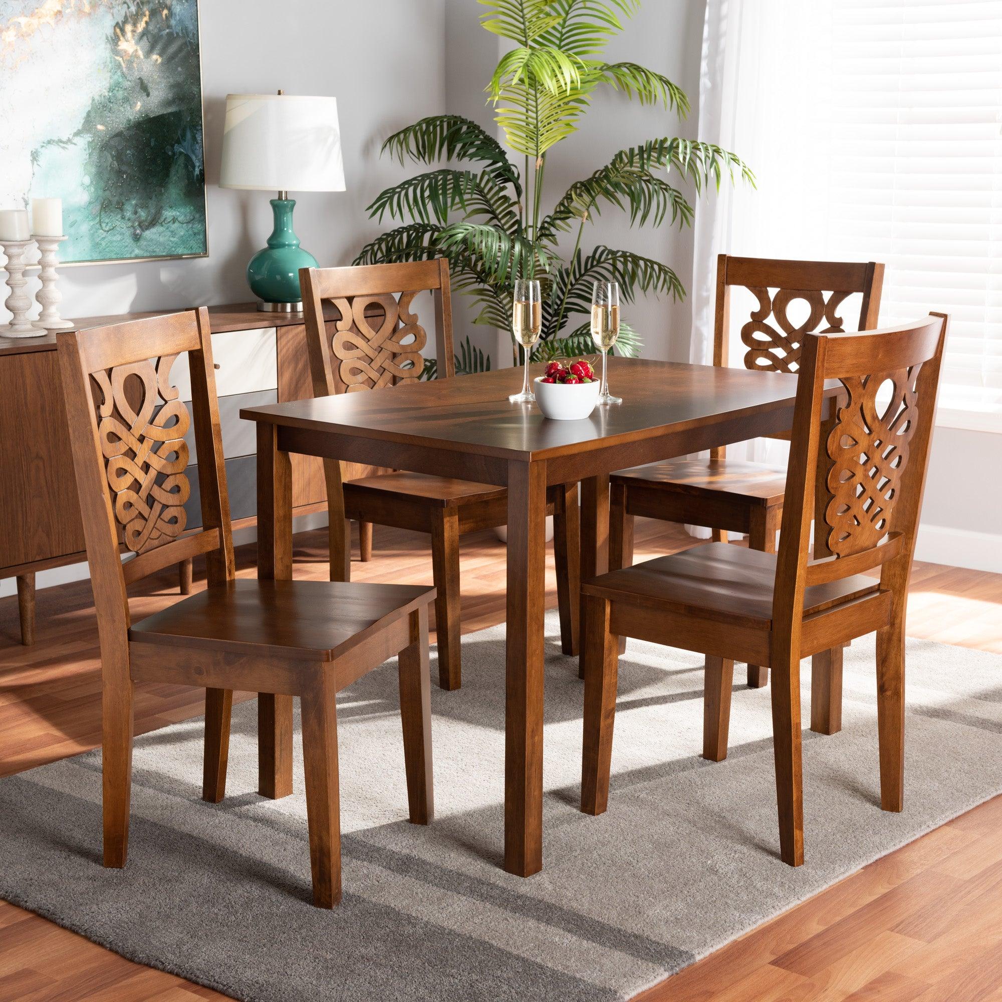 Luisa Modern and Contemporary Transitional Finished Wood 5-Piece Dining Set