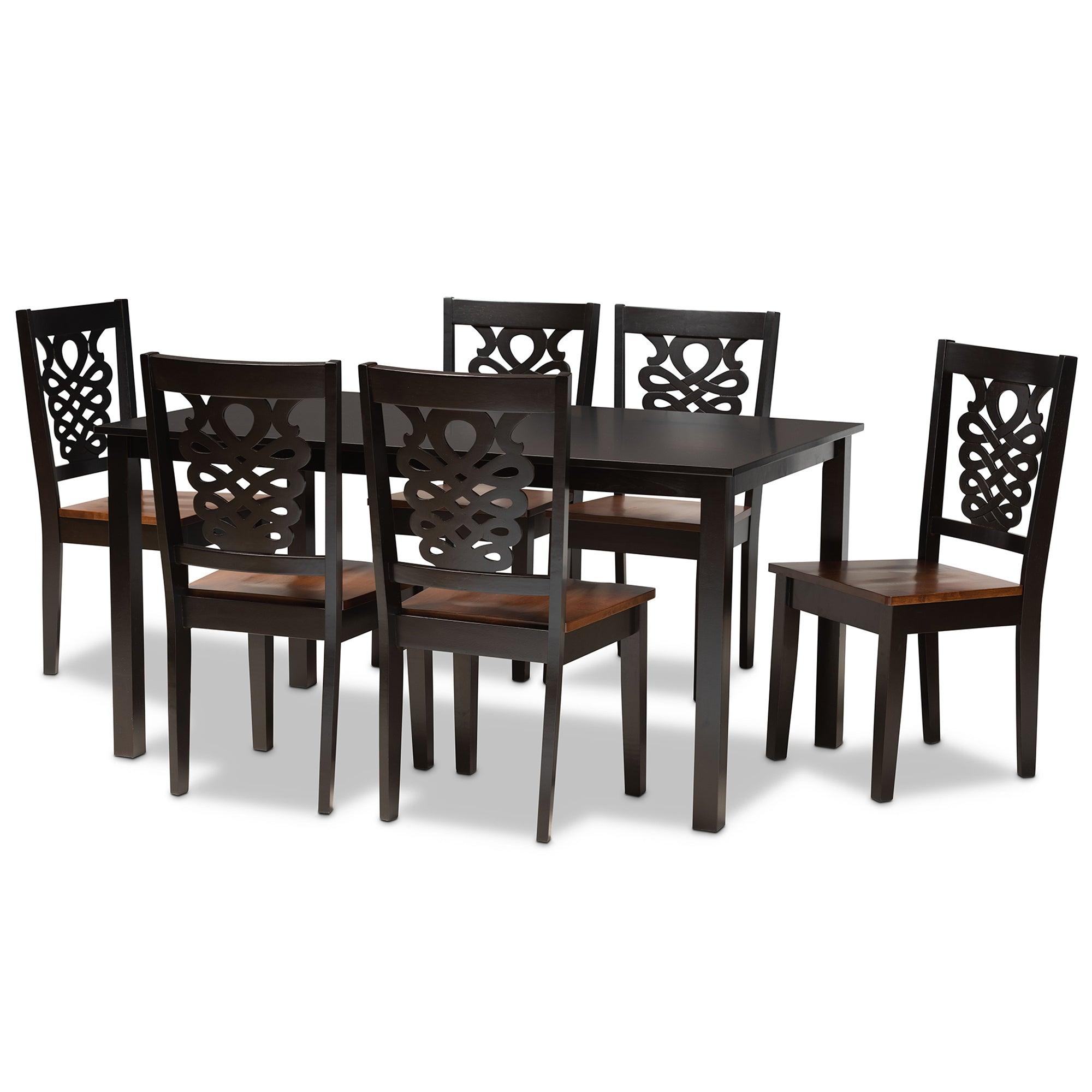 Luisa Modern and Contemporary Two-Tone and Finished Wood 7-Piece Dining Set