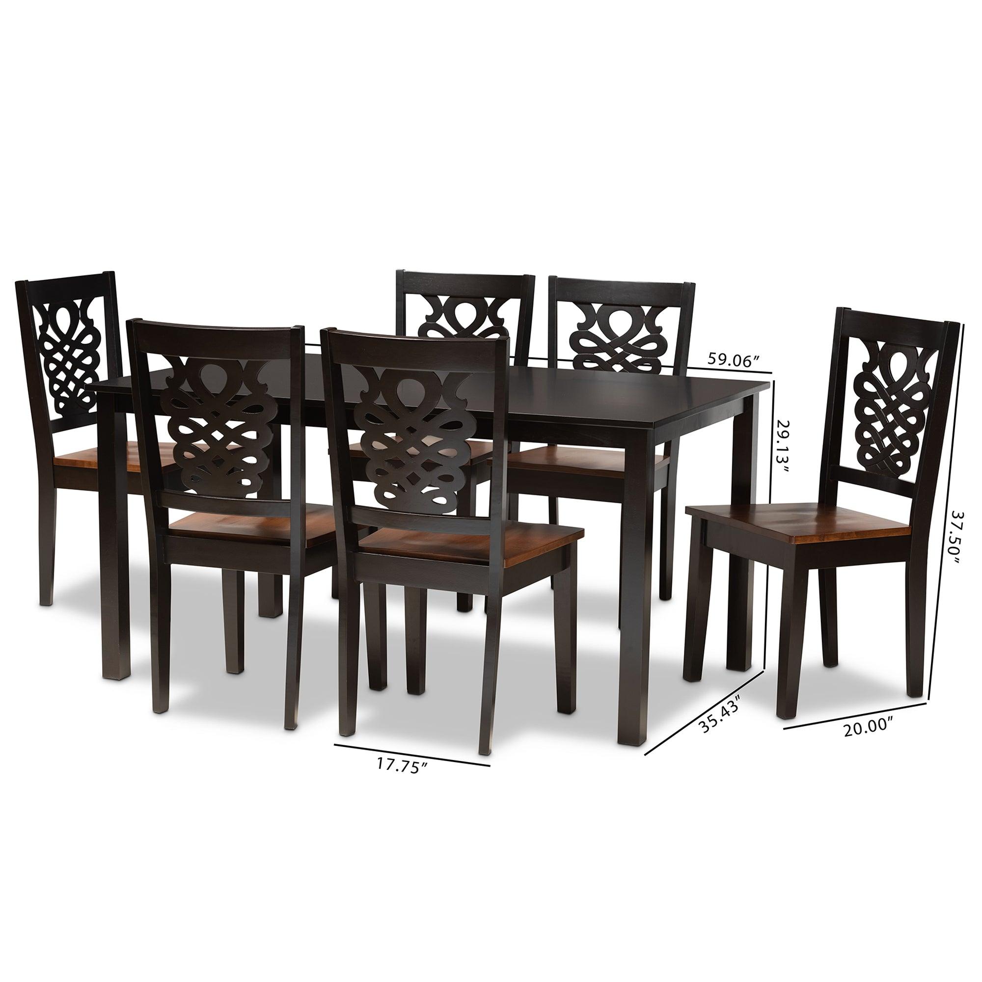 Luisa Modern and Contemporary Two-Tone and Finished Wood 7-Piece Dining Set