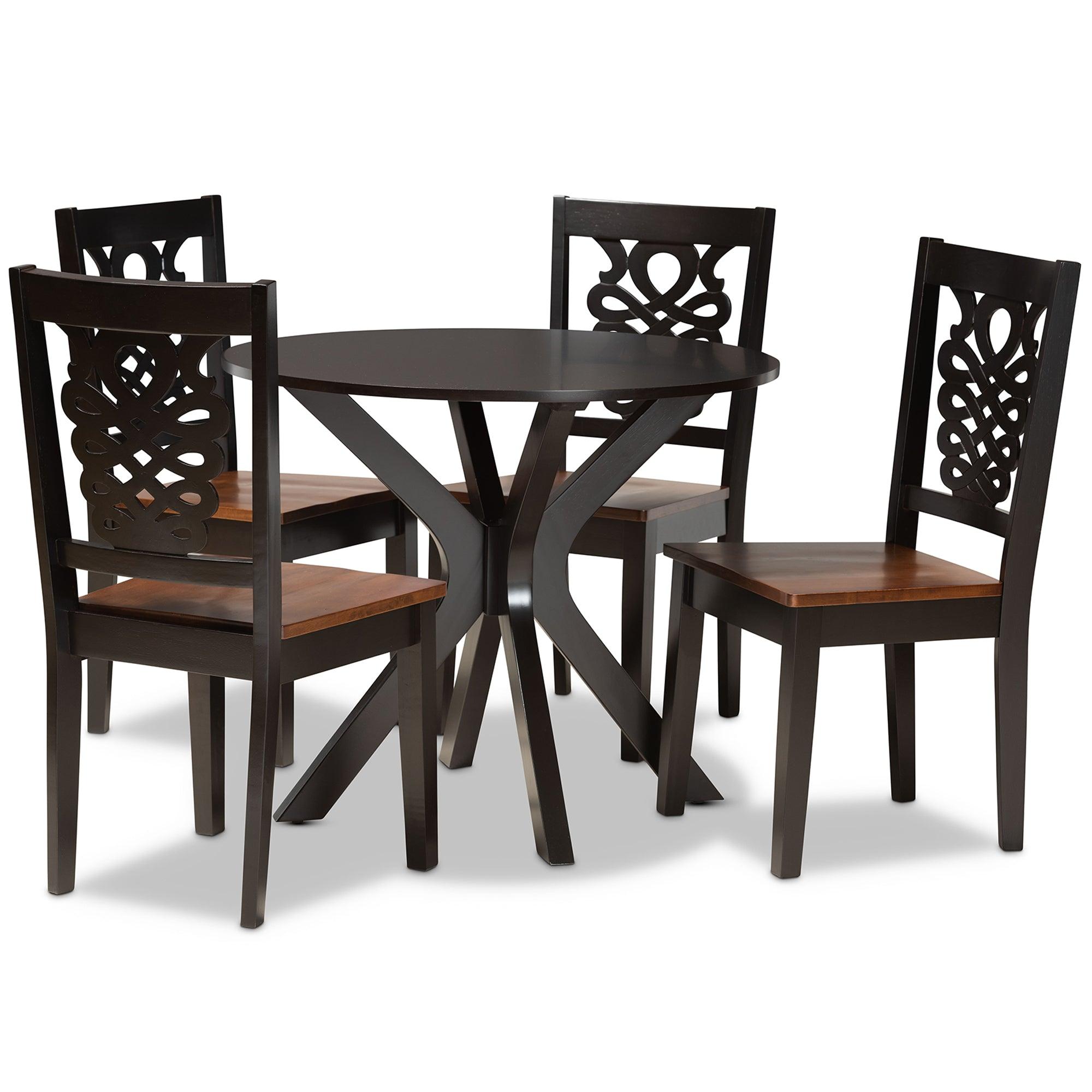 Liese Modern and Contemporary Transitional Two-Tone and Finished Wood 5-Piece Dining Set