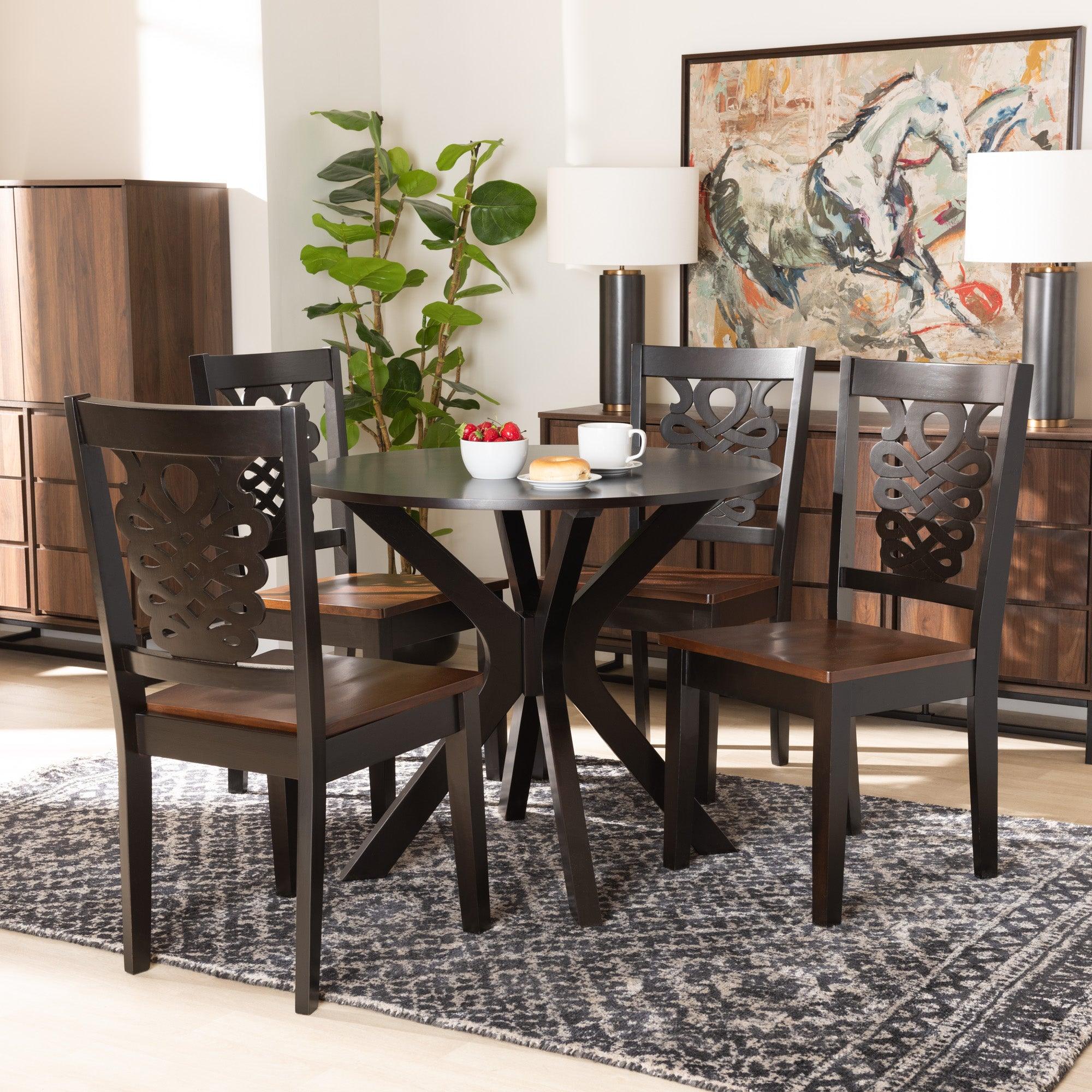 Liese Modern and Contemporary Transitional Two-Tone and Finished Wood 5-Piece Dining Set