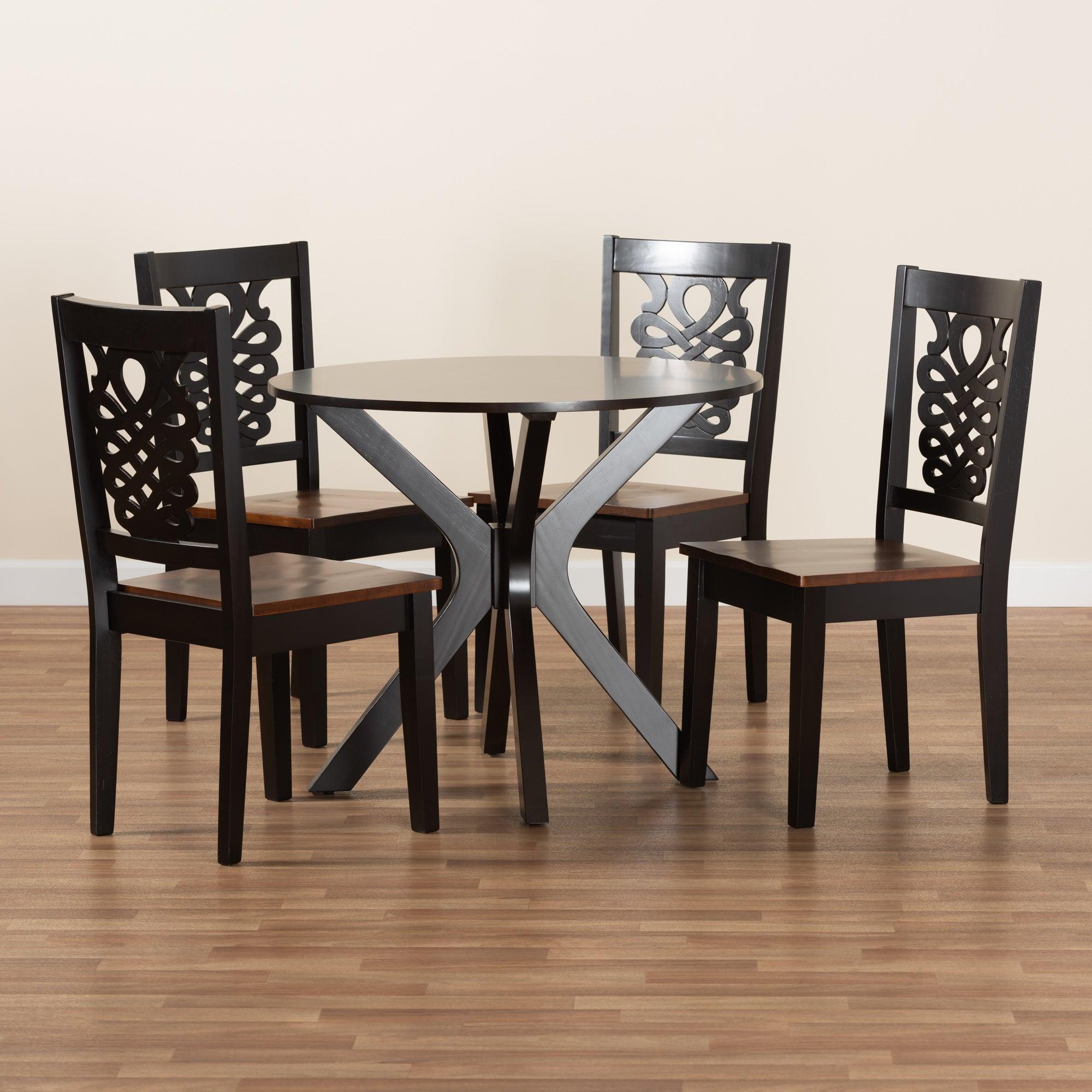 Liese Modern and Contemporary Transitional Two-Tone and Finished Wood 5-Piece Dining Set