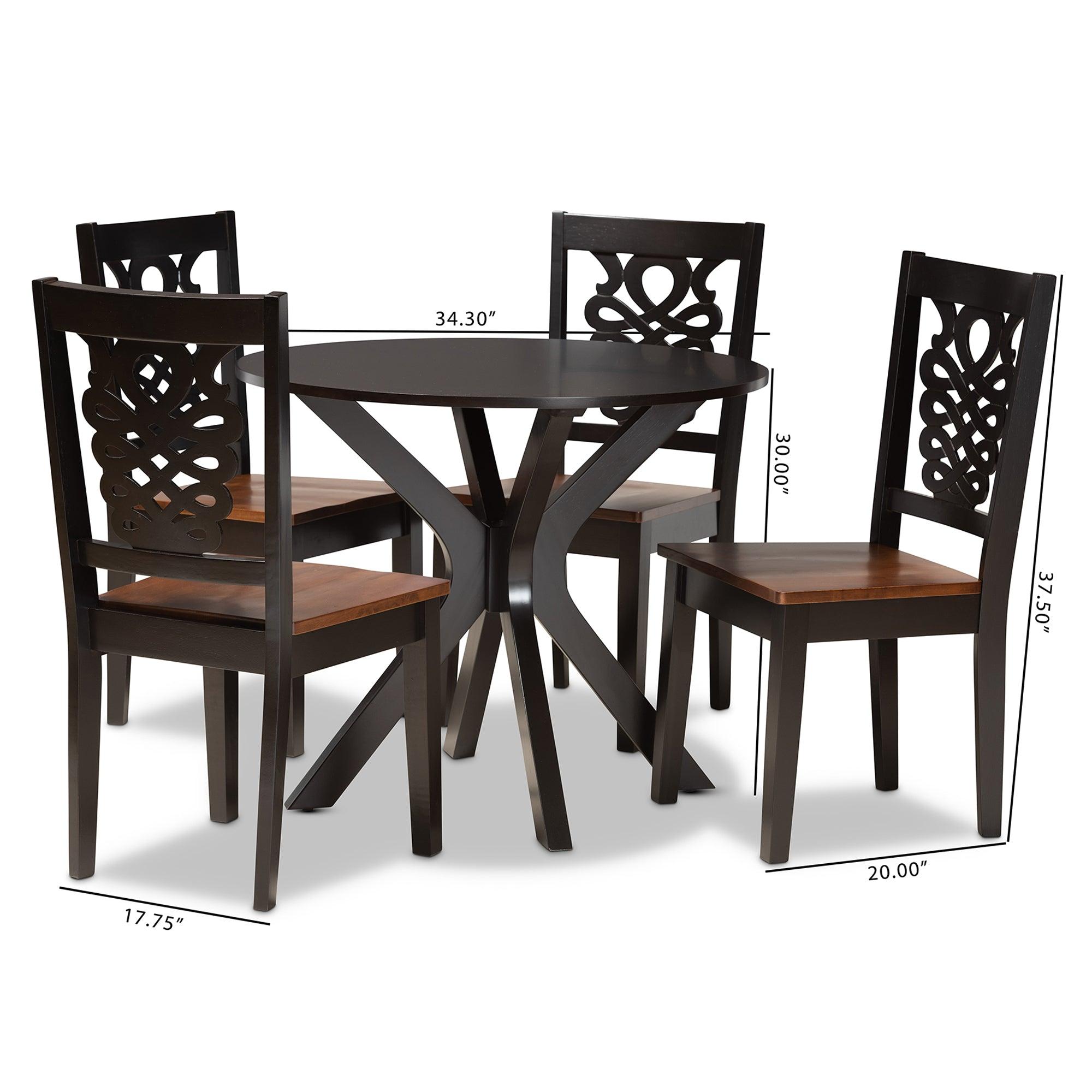 Liese Modern and Contemporary Transitional Two-Tone and Finished Wood 5-Piece Dining Set