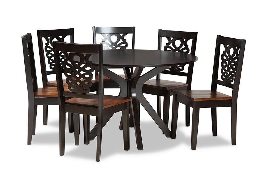 Liese Modern and Contemporary Transitional Two-Tone and Finished Wood 7-Piece Dining Set