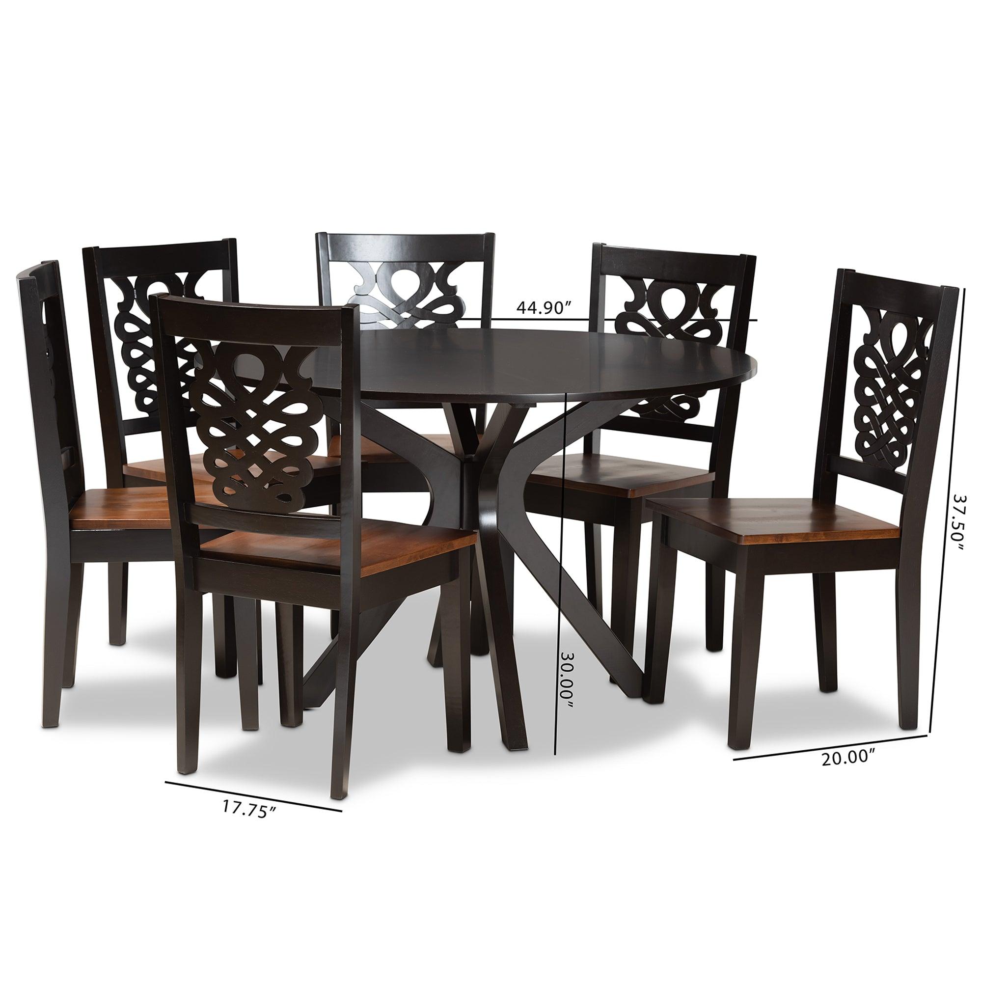 Liese Modern and Contemporary Transitional Two-Tone and Finished Wood 7-Piece Dining Set