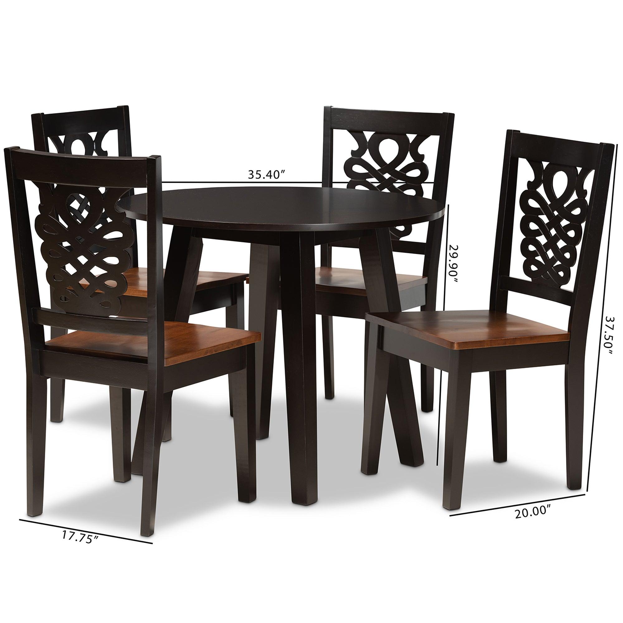 Mina Modern and Contemporary Transitional Two-Tone and Finished Wood 5-Piece Dining Set