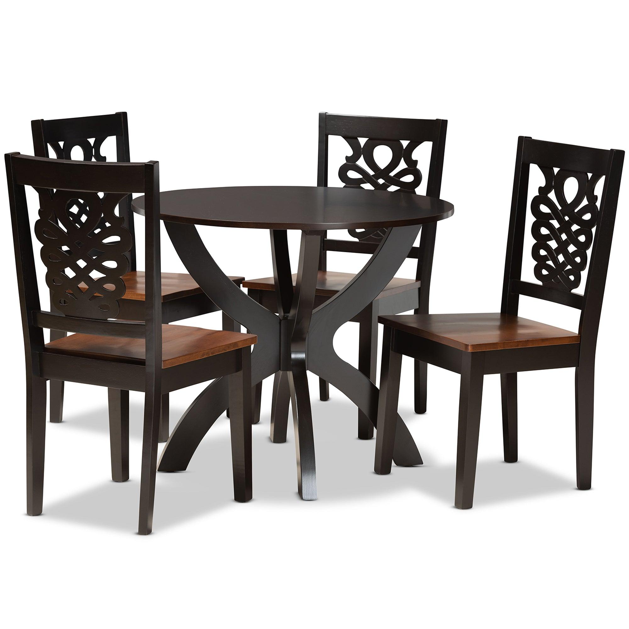 Wanda Modern and Contemporary Transitional Two-Tone and Finished Wood 5-Piece Dining Set