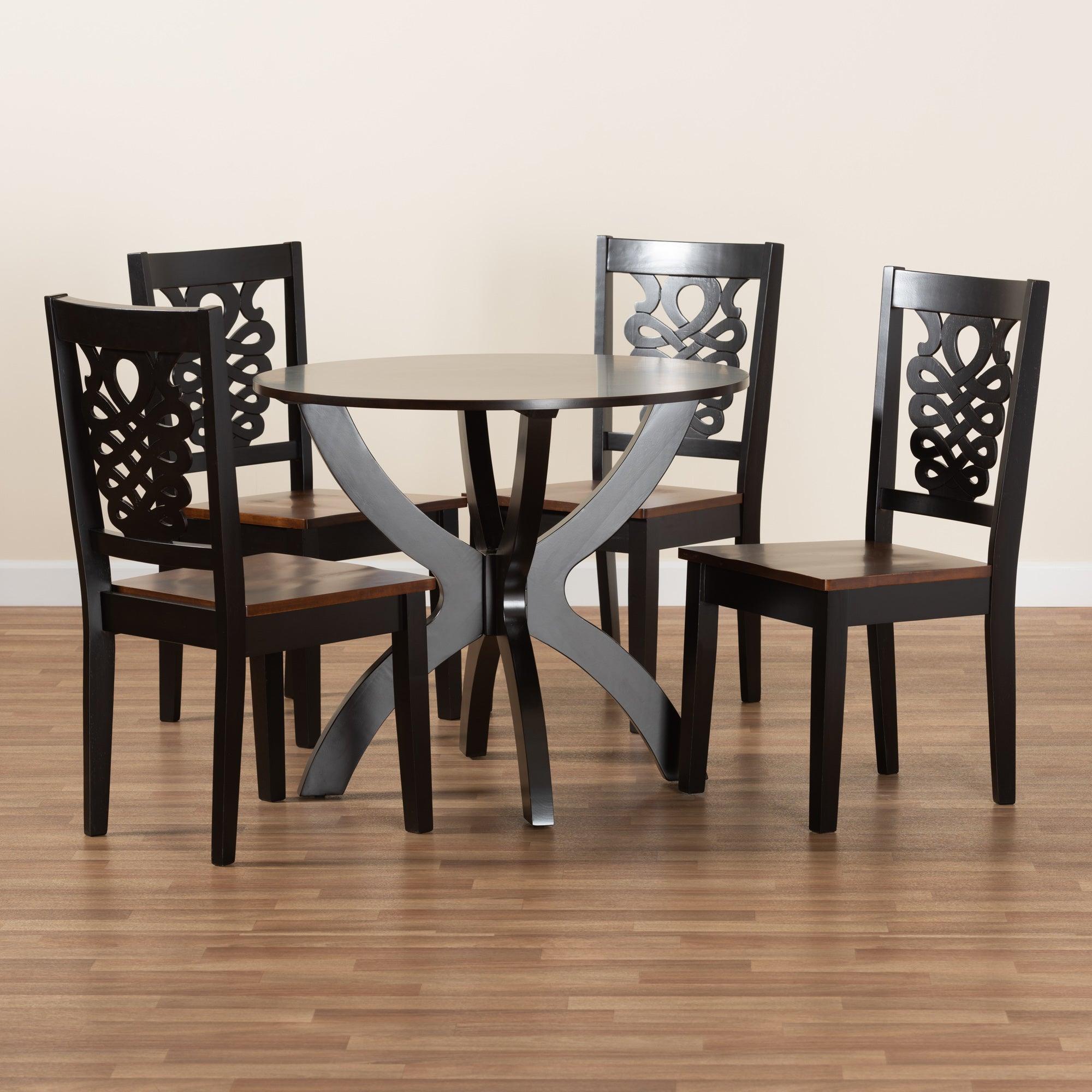 Wanda Modern and Contemporary Transitional Two-Tone and Finished Wood 5-Piece Dining Set