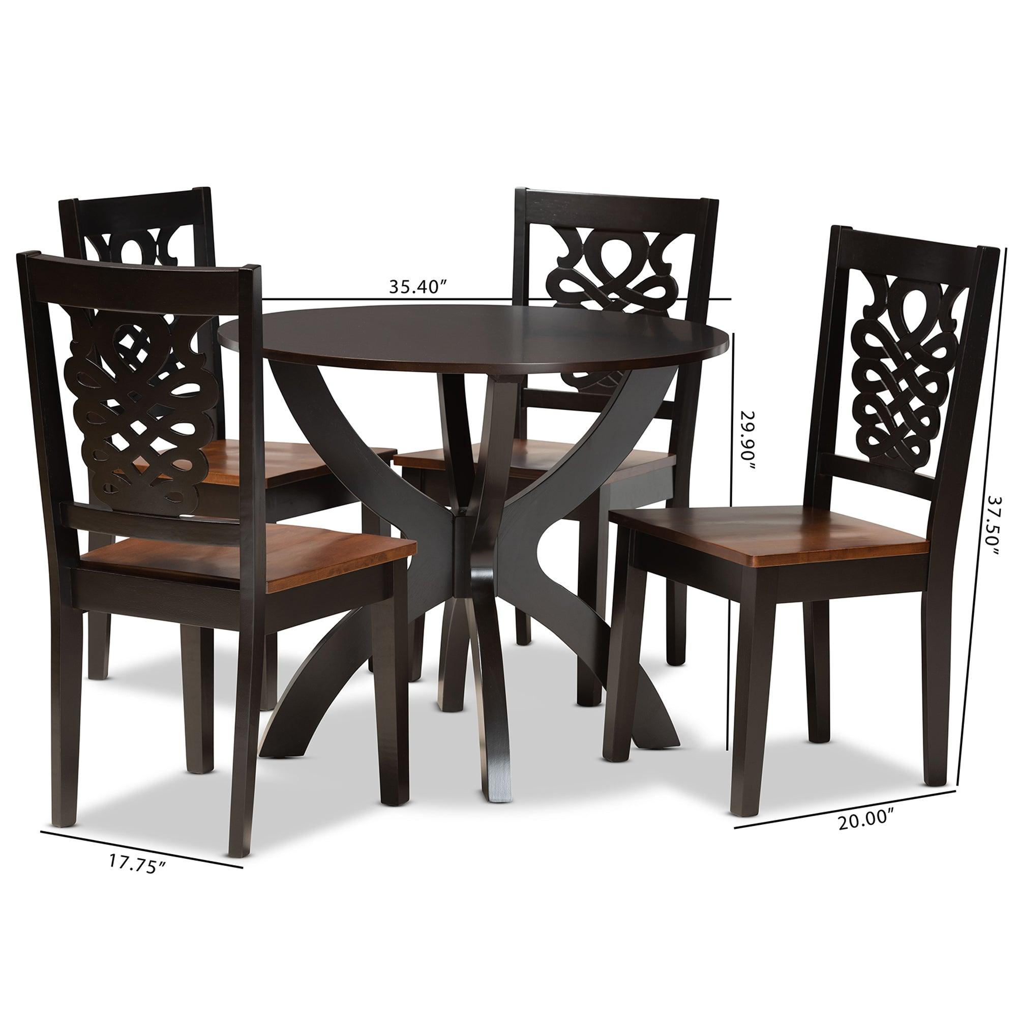 Wanda Modern and Contemporary Transitional Two-Tone and Finished Wood 5-Piece Dining Set